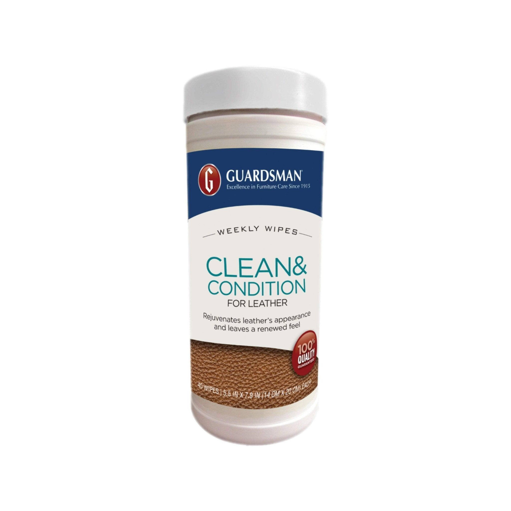 Guardsman Leather Clean & Condition Weekly Wipes | Quick Residue-Free Care -