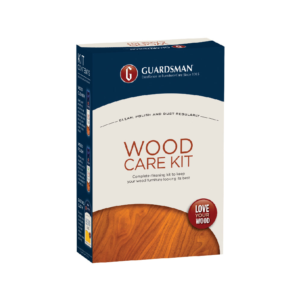 Guardsman wood care kit with timber cleaner, polish and dusting cloth