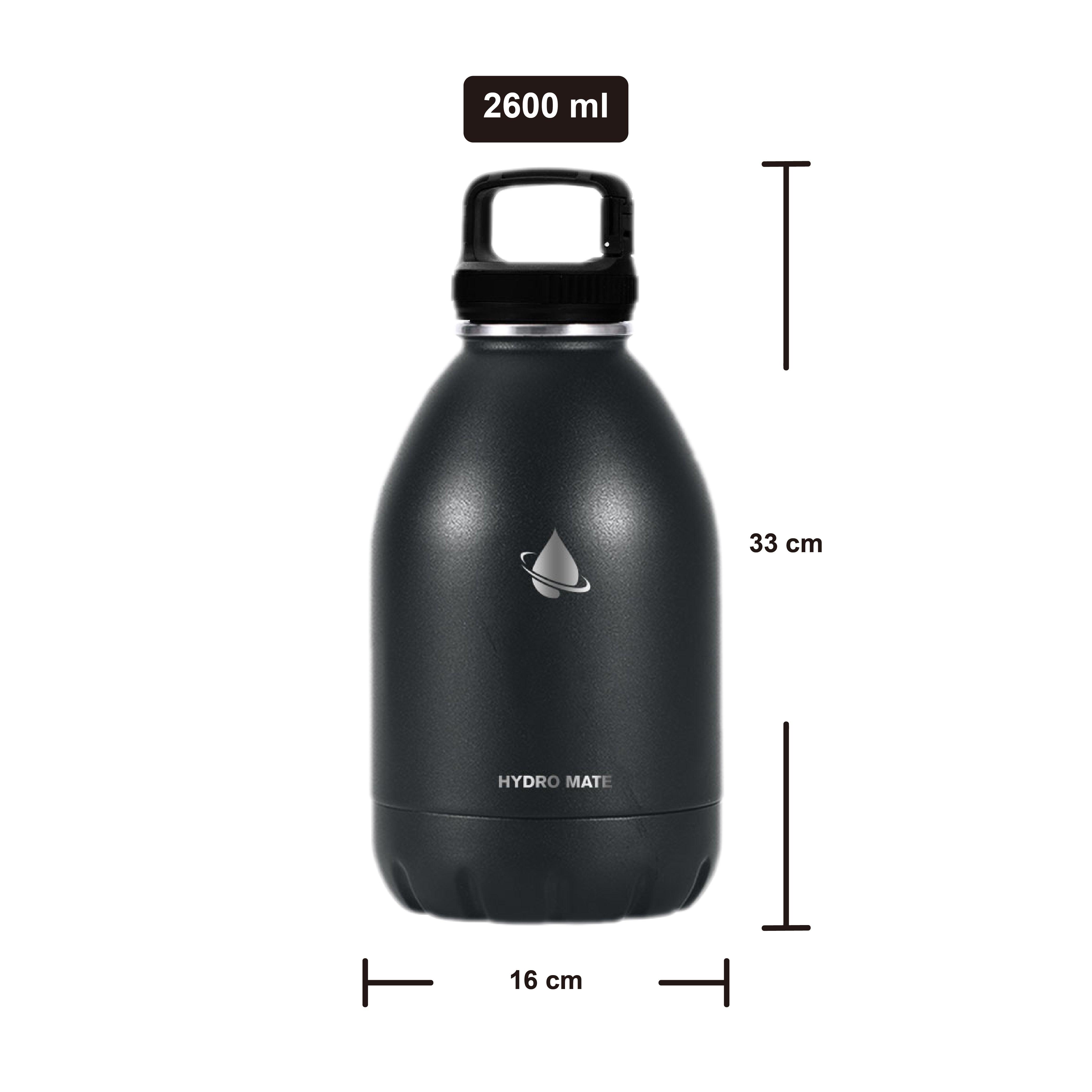 Hydro Mate Extra Large Insulated Stainless Steel Water Bottle Black | Stainless Steel Water Bottles | Brilliant Home Living