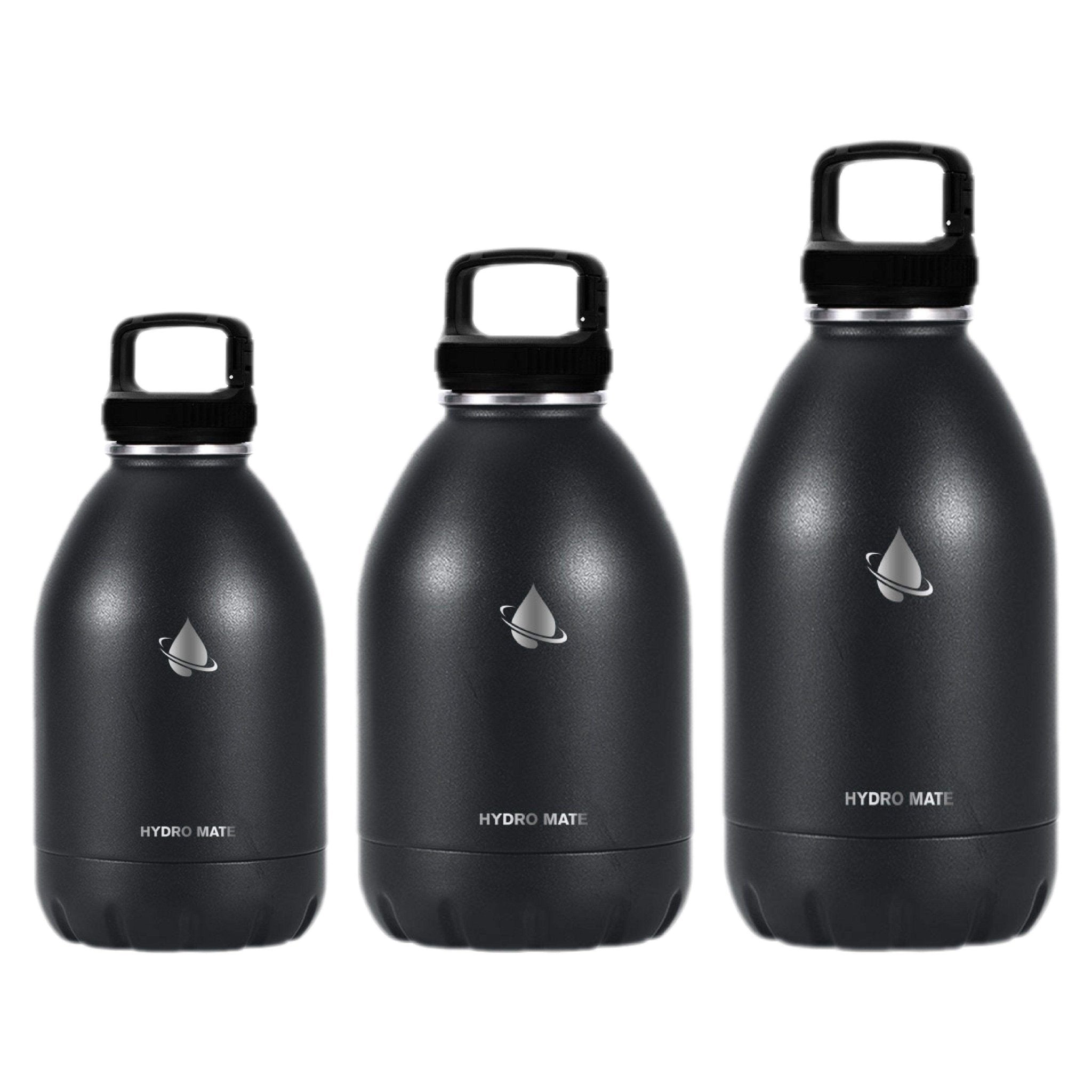 Hydro Mate Insulated Water Bottle Black | Extra Large Stainless Steel Flask - 1800ml -