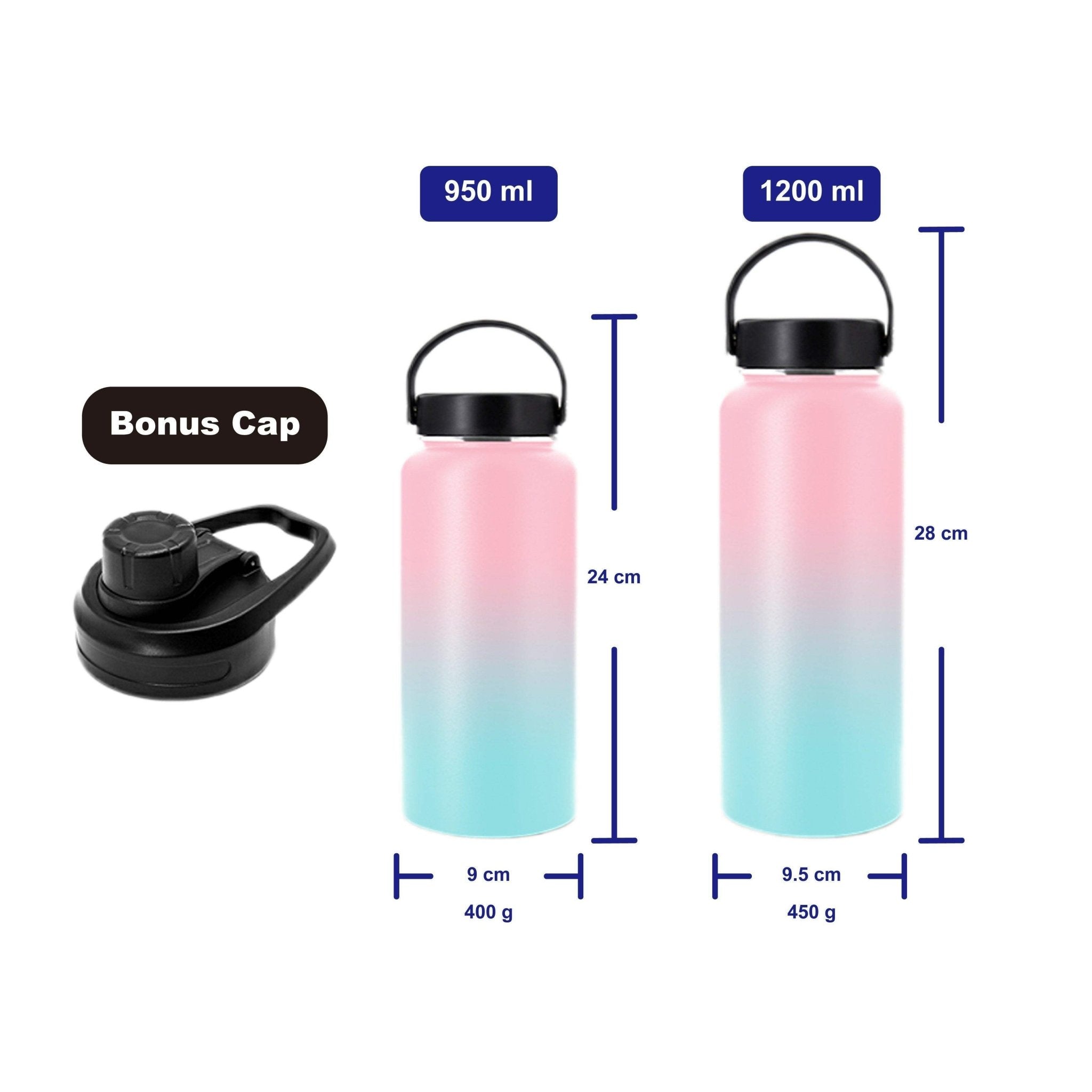 Hydro Mate Insulated Water Bottle Fantasy | Stainless Flask + Bonus Lid - 950ml -