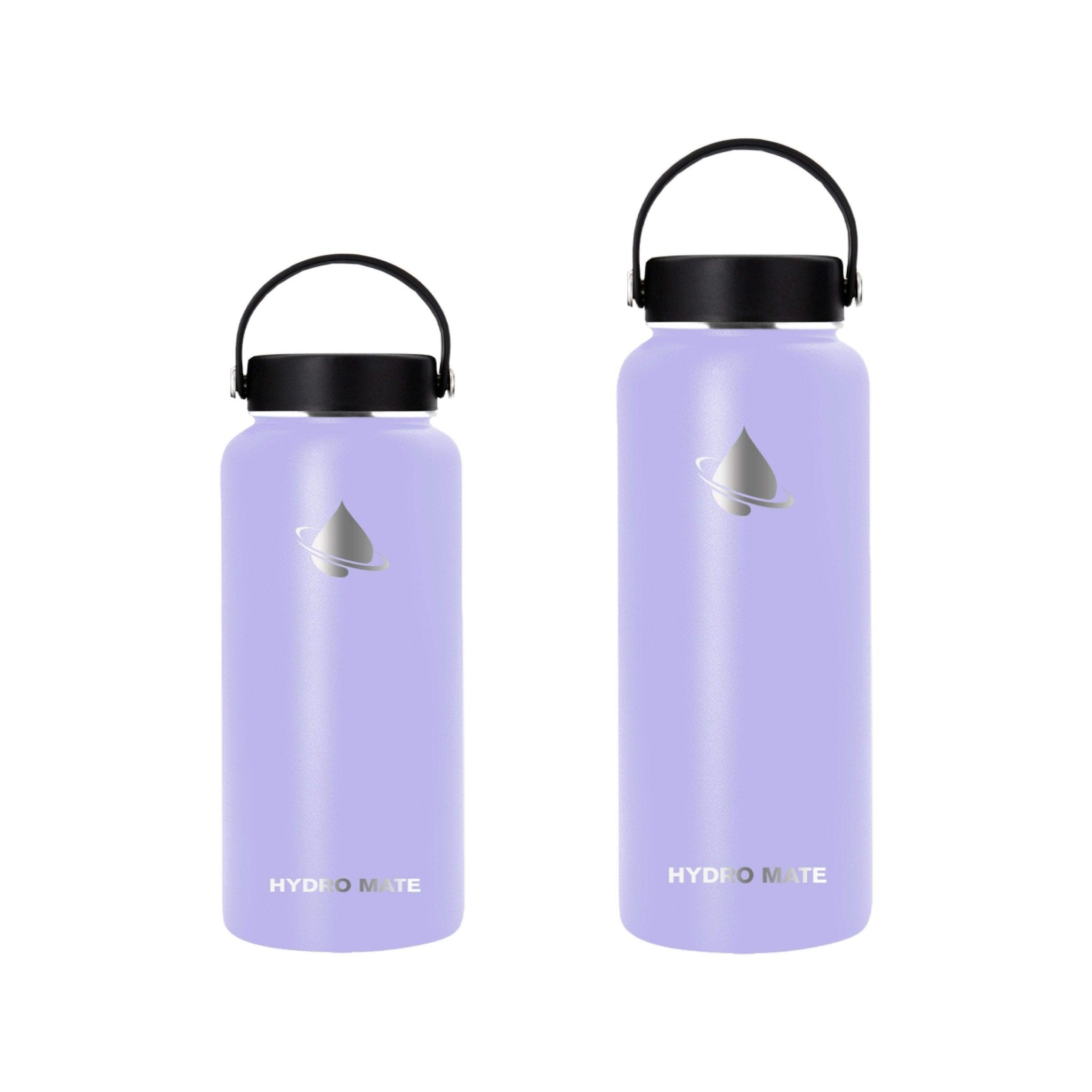 Hydro Mate Insulated Water Bottle Lavender | Stainless Flask + Bonus Lid - 950ml -