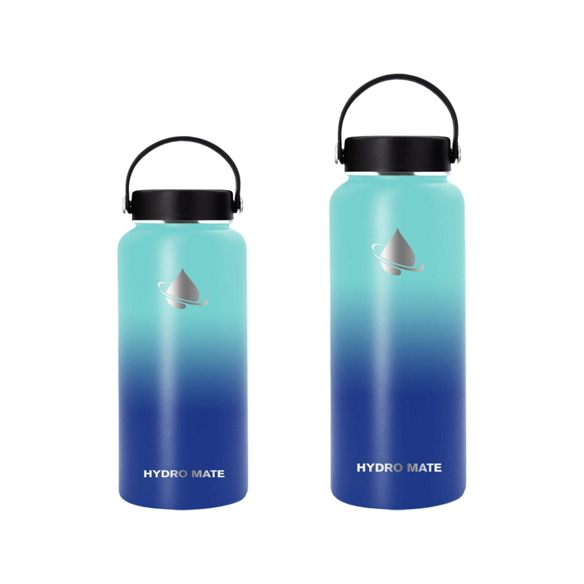 Hydro Mate Insulated Water Bottle Ocean | Stainless Flask + Bonus Lid - 950ml -