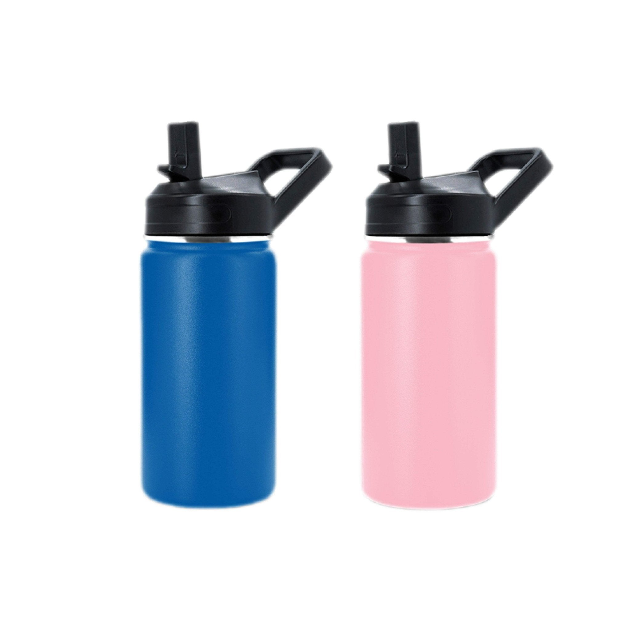 Hydro Mate Kids Insulated Water Bottle 350ml | Stainless Steel + Straw Lid - Blue -