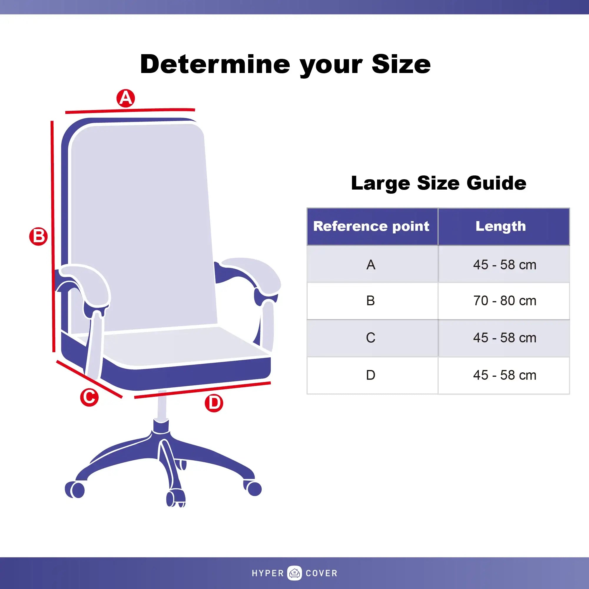 Hyper Cover 1-Piece Office Chair Cover Large | Stretch Computer & Desk Seat - Black -
