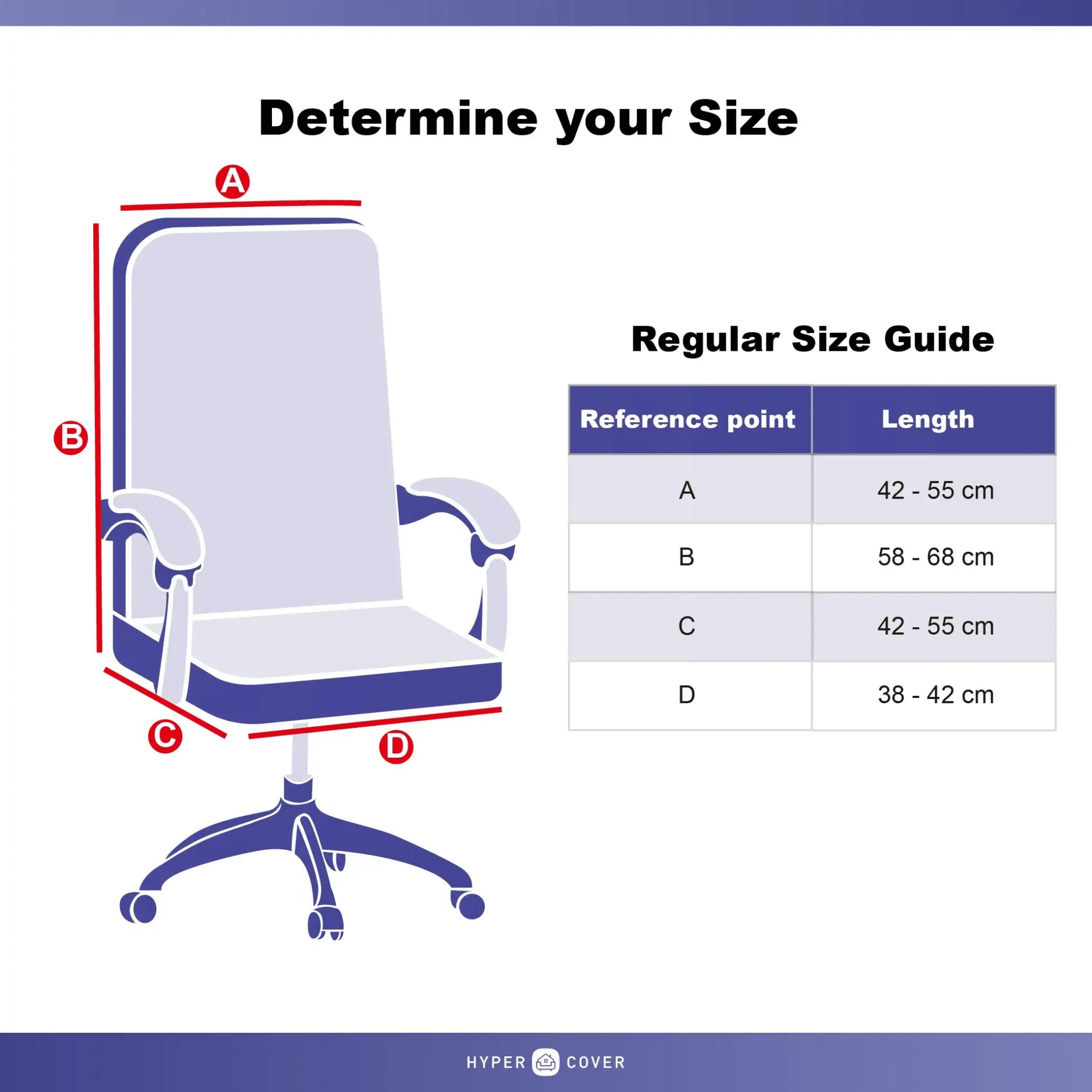 Hyper Cover 1-Piece Office Chair Cover Regular | Stretch Computer & Desk Seat - Black -