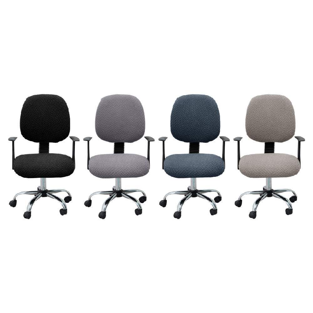 Hyper Cover 2-Piece Jacquard Office Chair Cover | Stretch Computer & Desk Seat Set - Black -