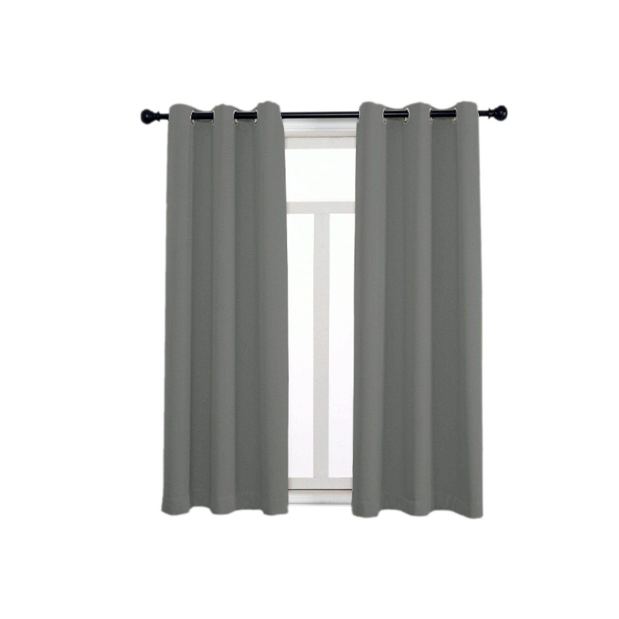 Hyper Cover 3-Layer Blockout Eyelet Curtains Grey | Thermal Ready Made Drapes - 132x137 cm -
