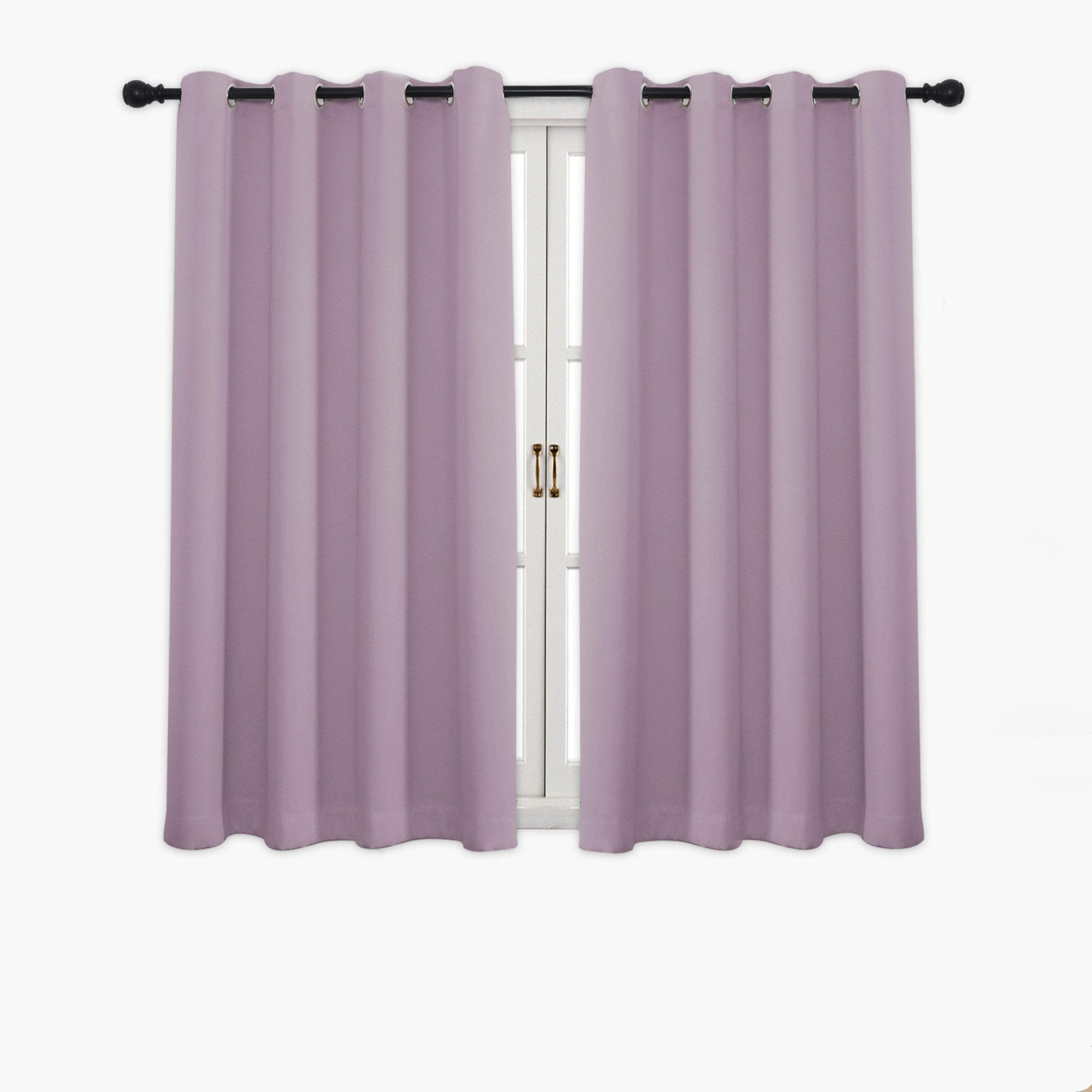 Hyper Cover 3-Layer Blockout Eyelet Curtains Mauve | Thermal Purple Pink Drapes - 132x137 cm -