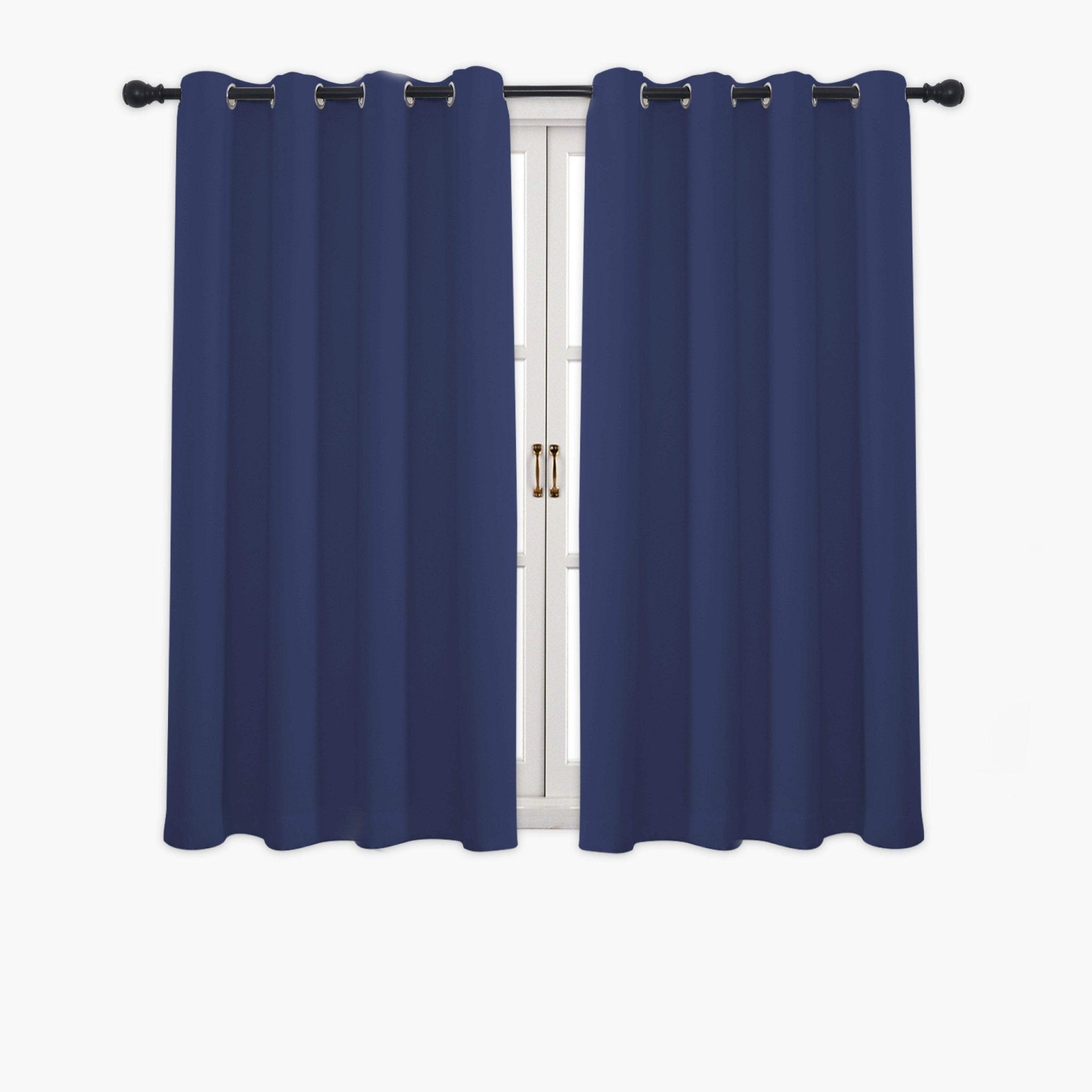 Hyper Cover 3-Layer Blockout Eyelet Curtains Navy Blue | Thermal Bedroom Drapes - 132x137 cm -