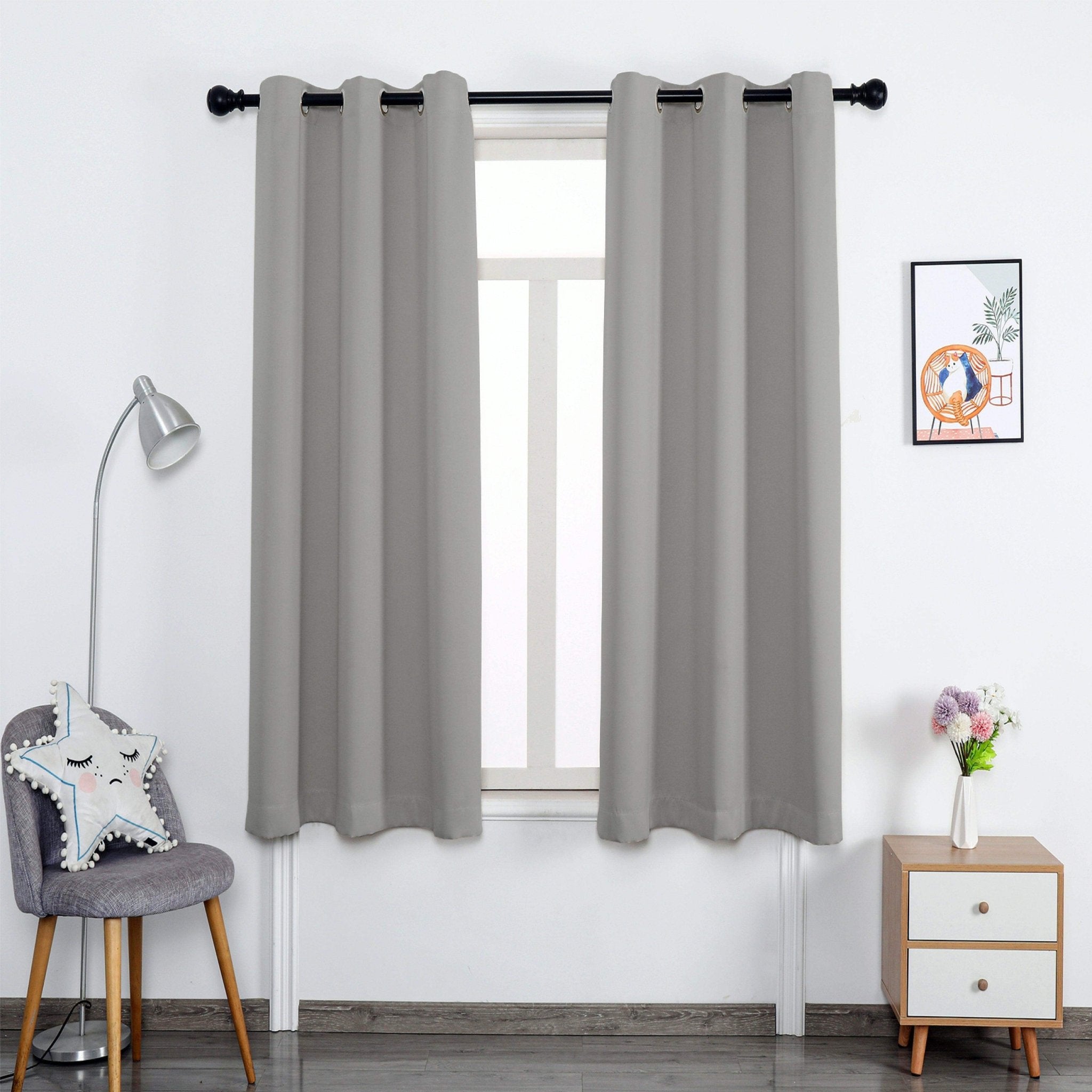 Hyper Cover 3-Layer Blockout Eyelet Curtains Silver Light Grey | Thermal Drapes - 132x137 cm -