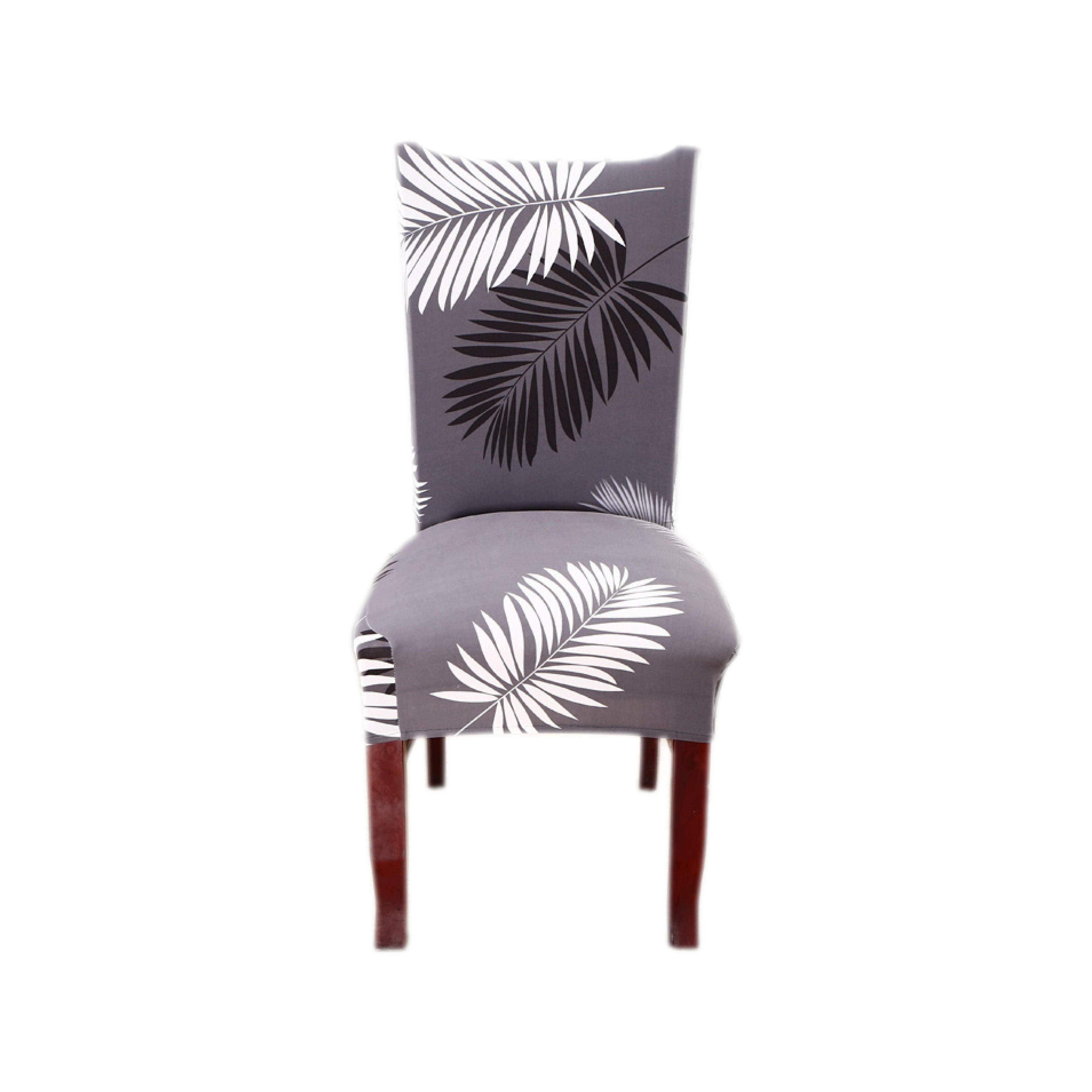 Hyper Cover Dining Chair Covers Black Feather Pattern | Stretch Slipcovers | Chair Covers | Brilliant Home Living