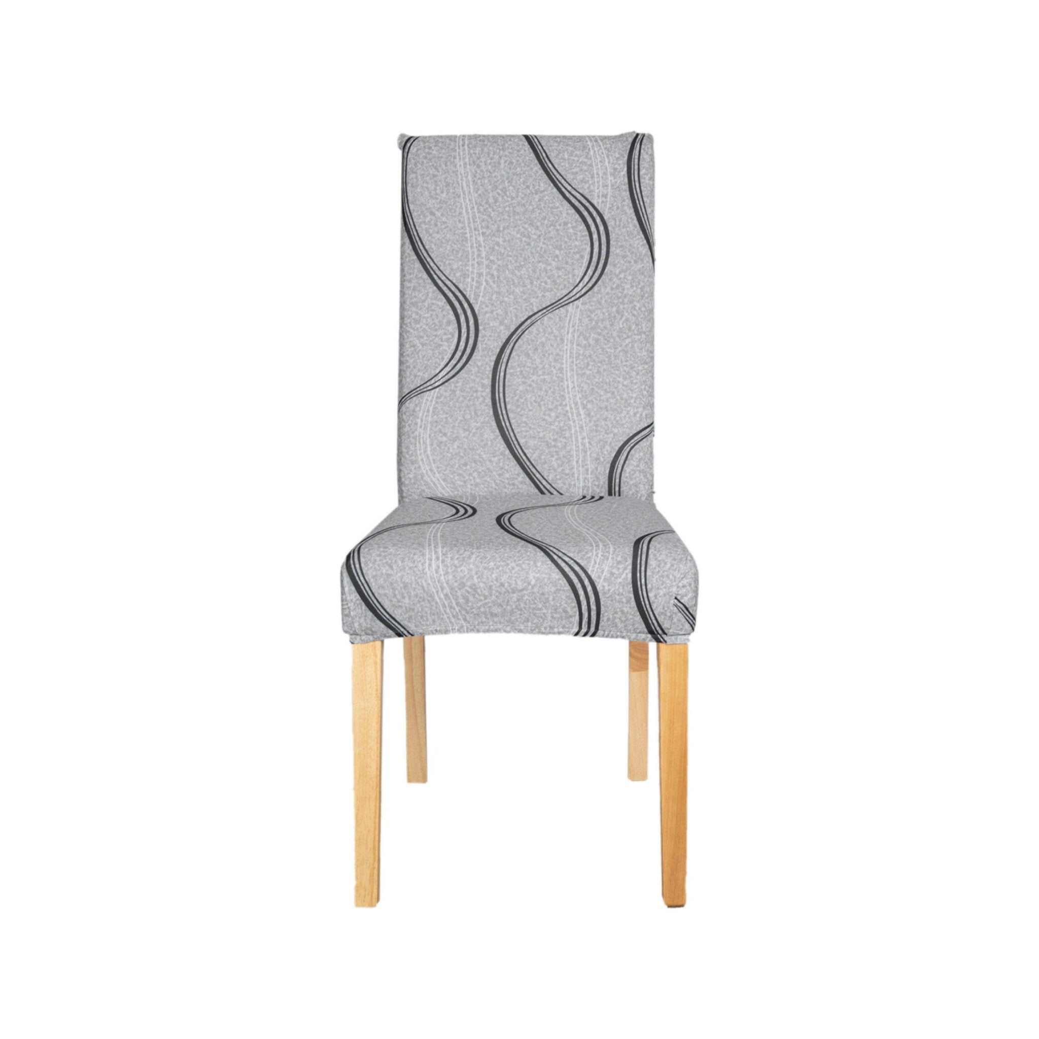 Hyper Cover Dining Chair Covers Grey Moonlight Pattern | Stretch Slipcovers - 2 pcs -