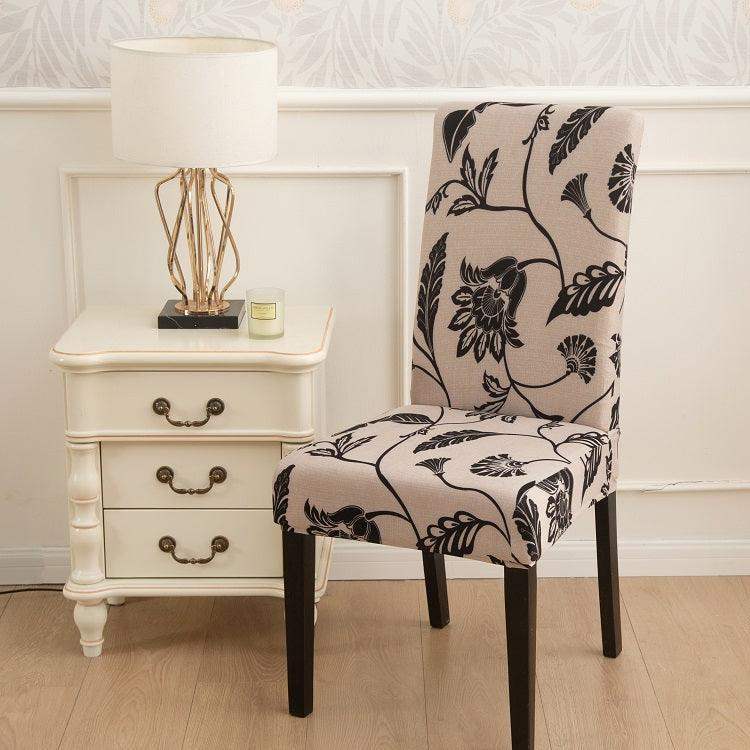 Hyper Cover Dining Chair Covers Inked Foliage Pattern | Stretch Slipcovers - 2 pcs -