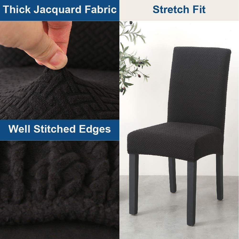 Hyper Cover Jacquard Dining Chair Covers Black | Stretch Slipcover Protectors | Chair Covers | Brilliant Home Living