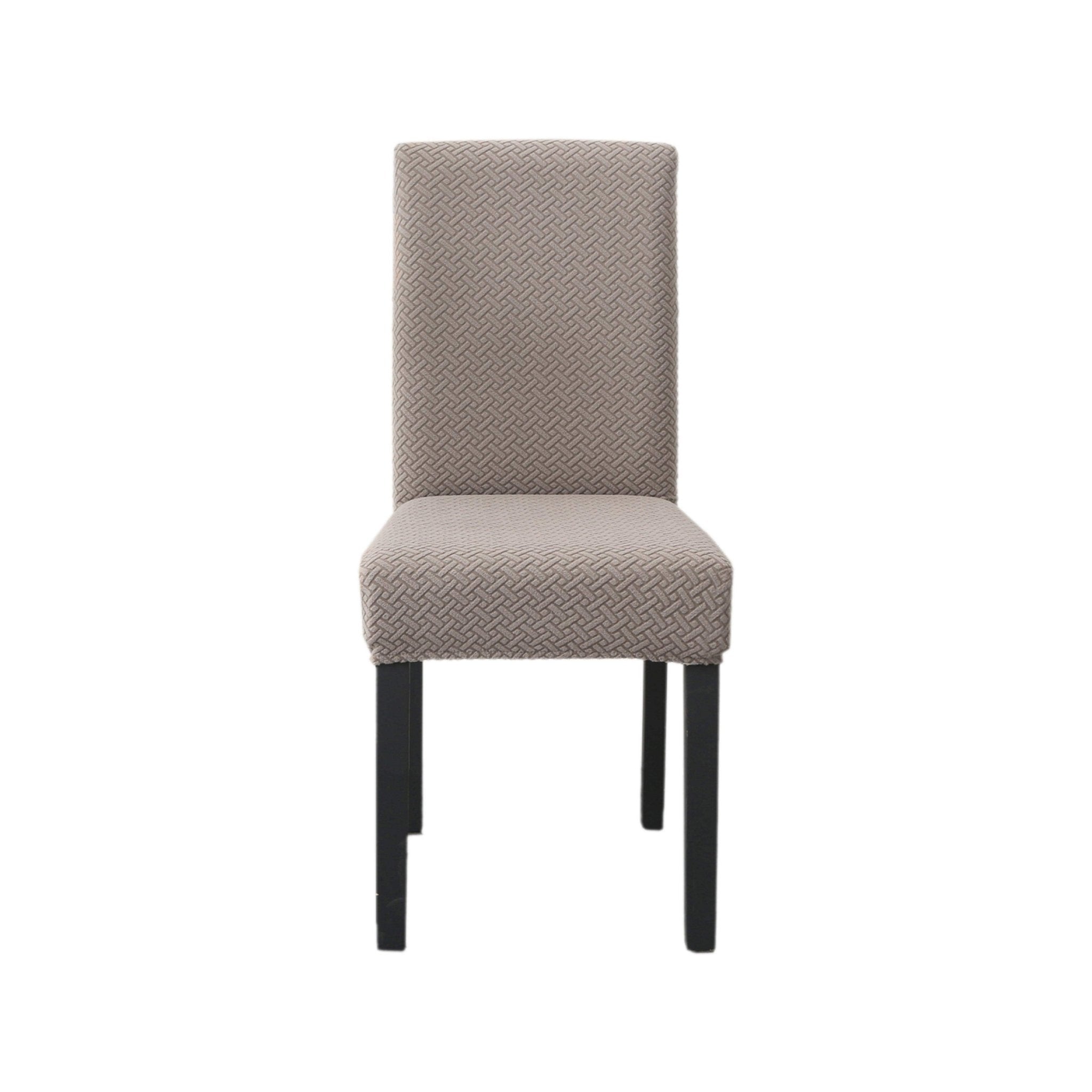 Hyper Cover Jacquard Dining Chair Covers Tan Beige | Stretch Slipcover - 2 pcs -