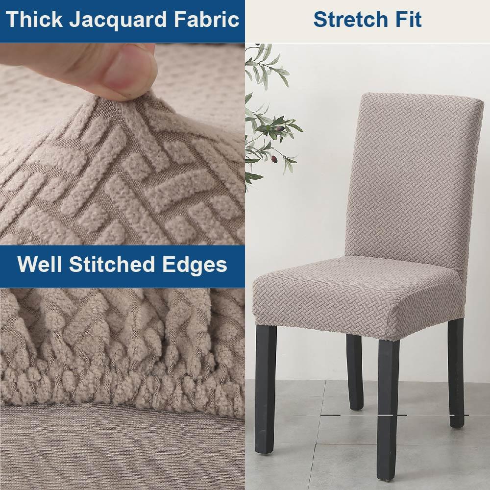 Hyper Cover Jacquard Dining Chair Covers Tan | Chair Covers | Brilliant Home Living