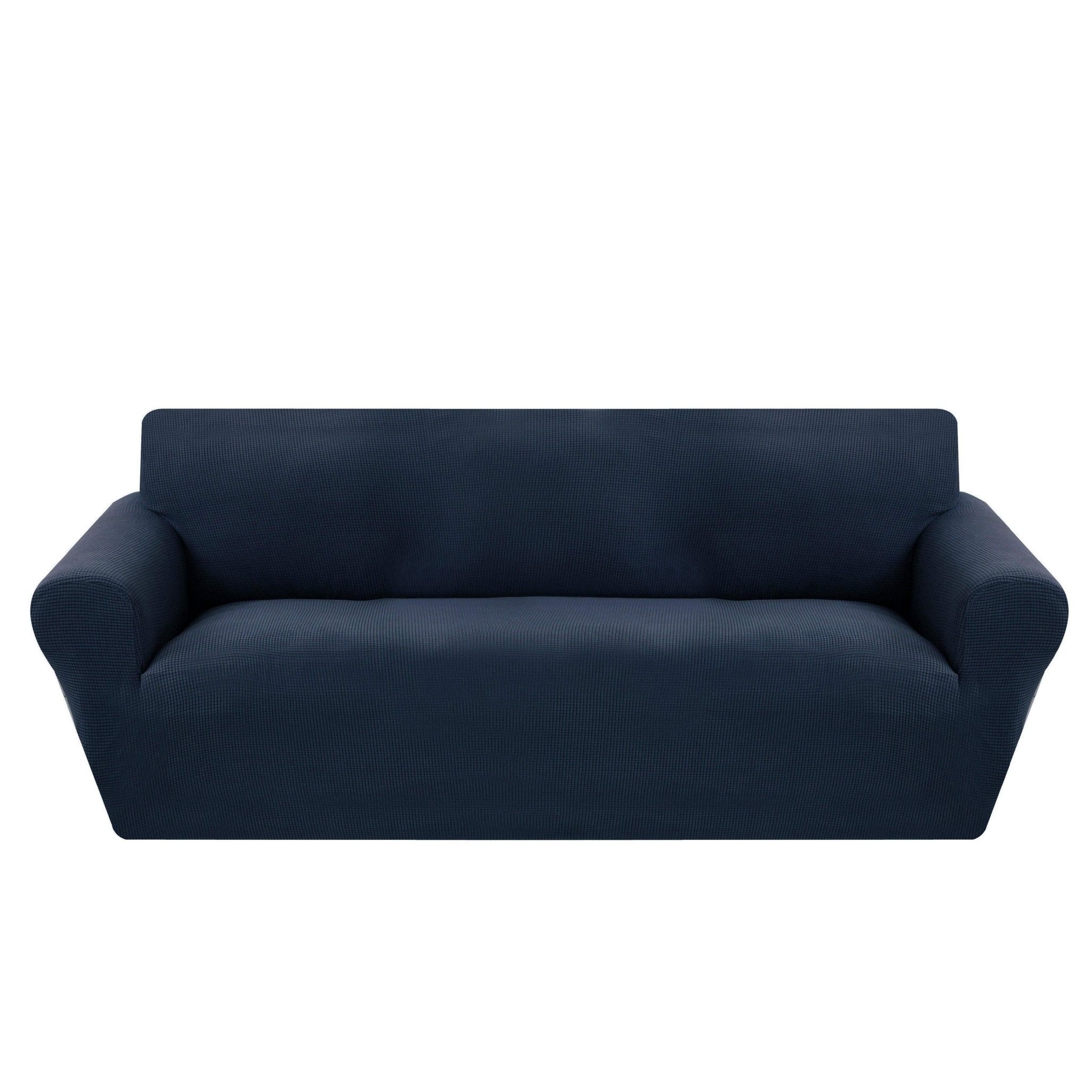 Hyper Cover Jacquard Sofa Cover Navy Blue | Stretch Lounge Slipcover - 2 Seater -