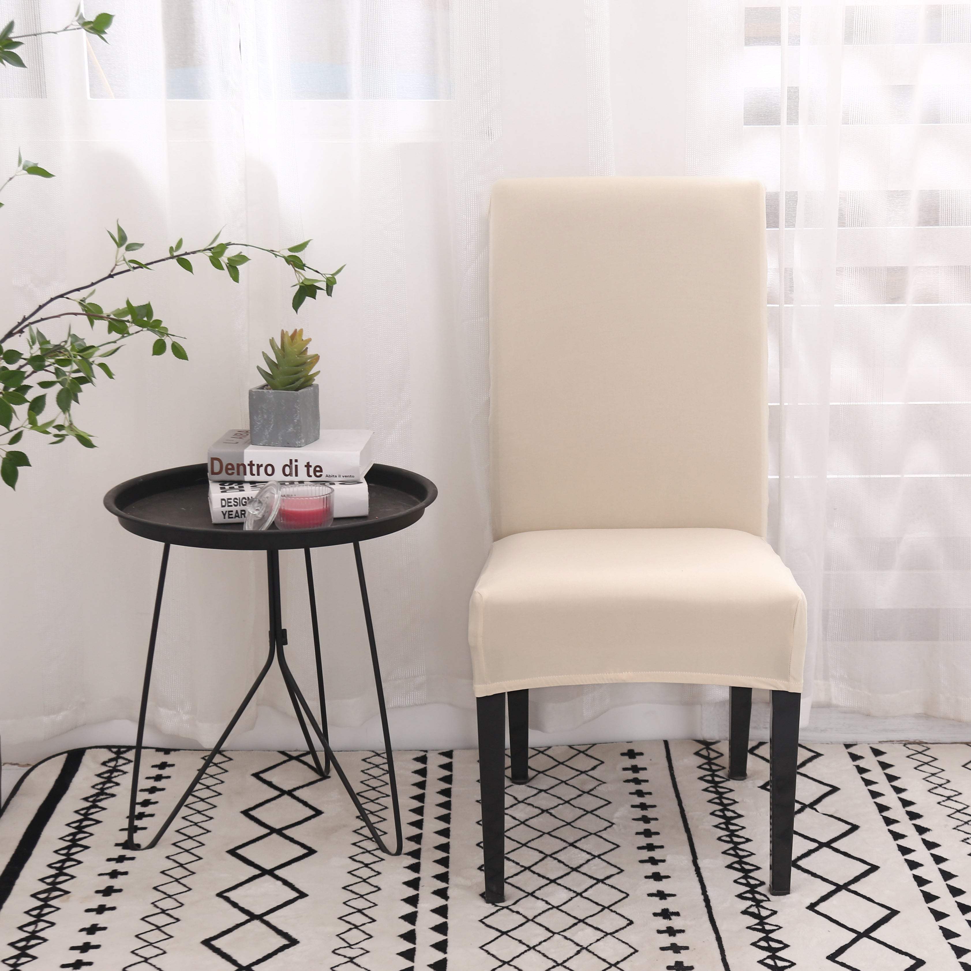 Hyper Cover Stretch Dining Chair Covers Pearl White | Slipcover Protectors | Chair Covers | Brilliant Home Living