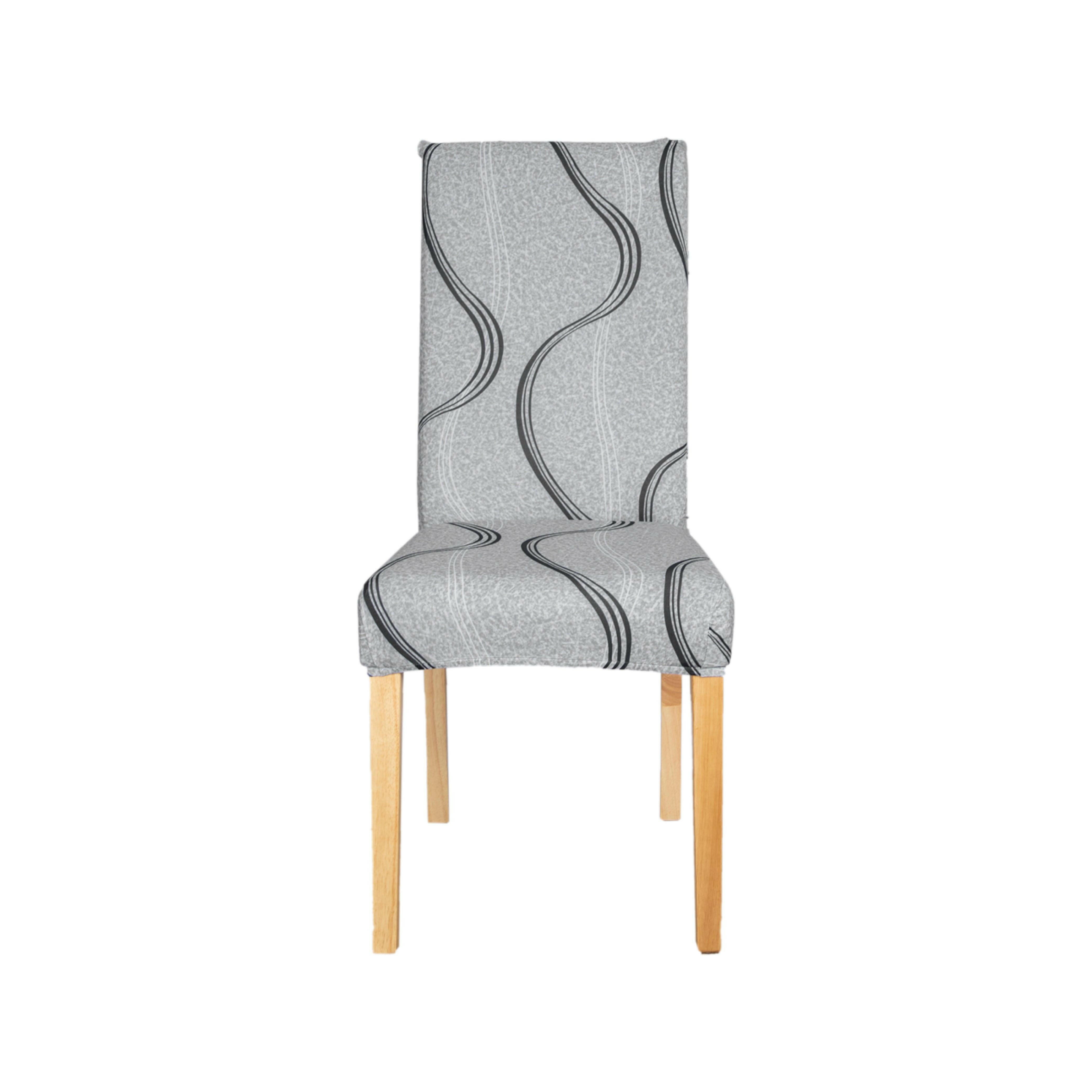 Hyper Cover Stretch Dining Chair Covers with Patterns Grey Moonlight | Chair Covers | Brilliant Home Living