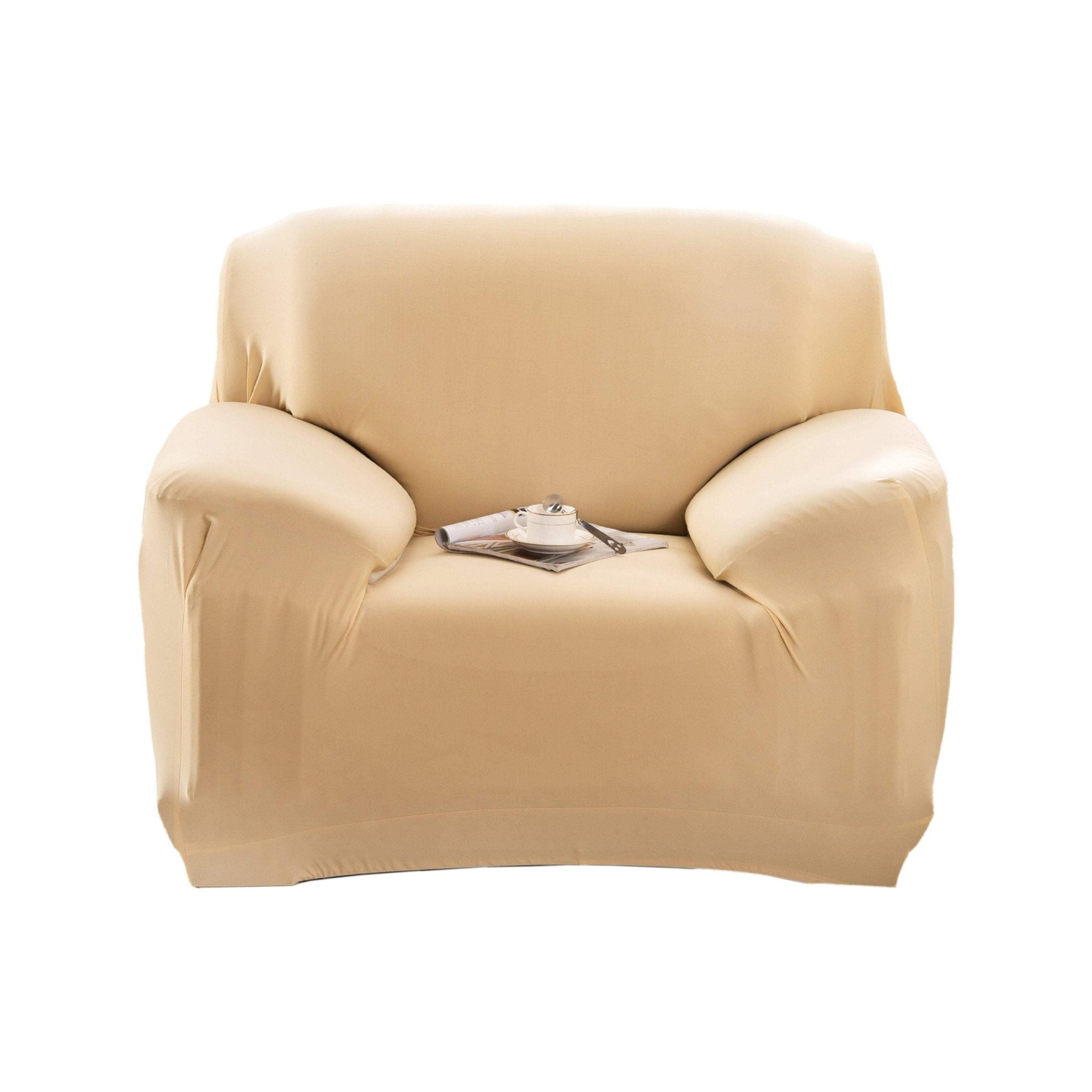 Hyper Cover Stretch Sofa Cover Beige | Lounge Slipcover Protector - 1 Seater -