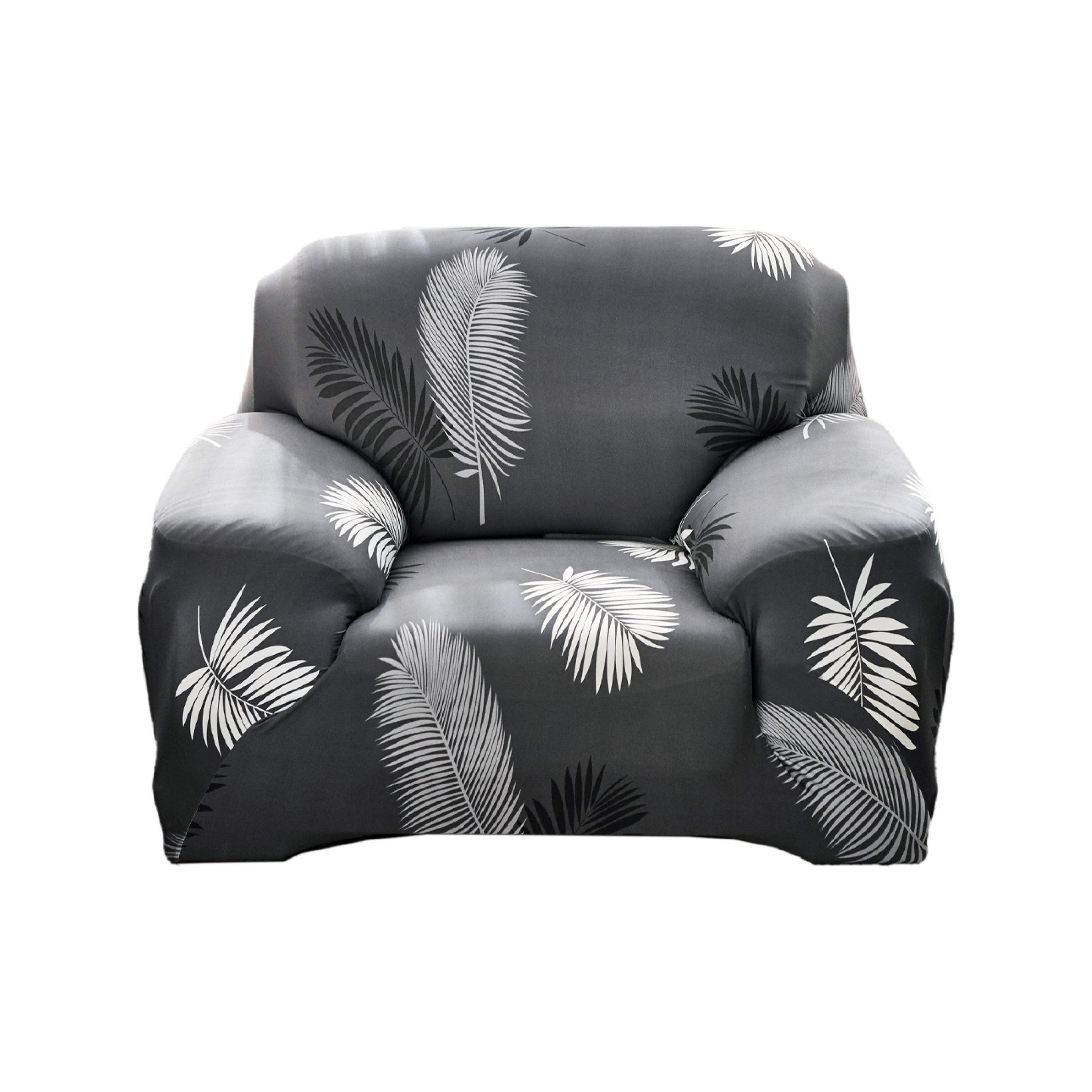 Hyper Cover Stretch Sofa Cover Black Feather Pattern | Slipcover | Sofa Covers | Brilliant Home Living