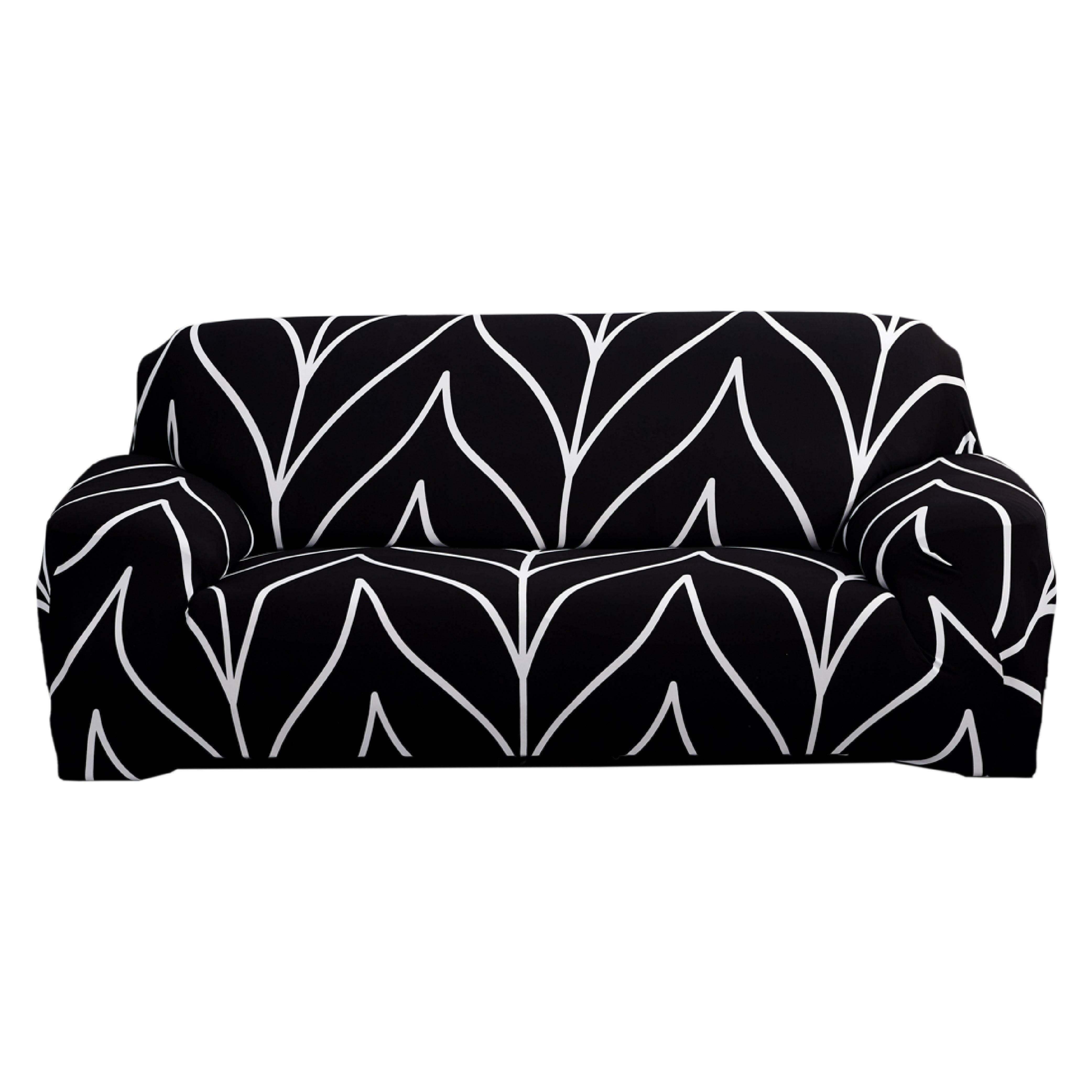 Hyper Cover Stretch Sofa Cover Black Tone Pattern | Slipcover | Sofa Covers | Brilliant Home Living