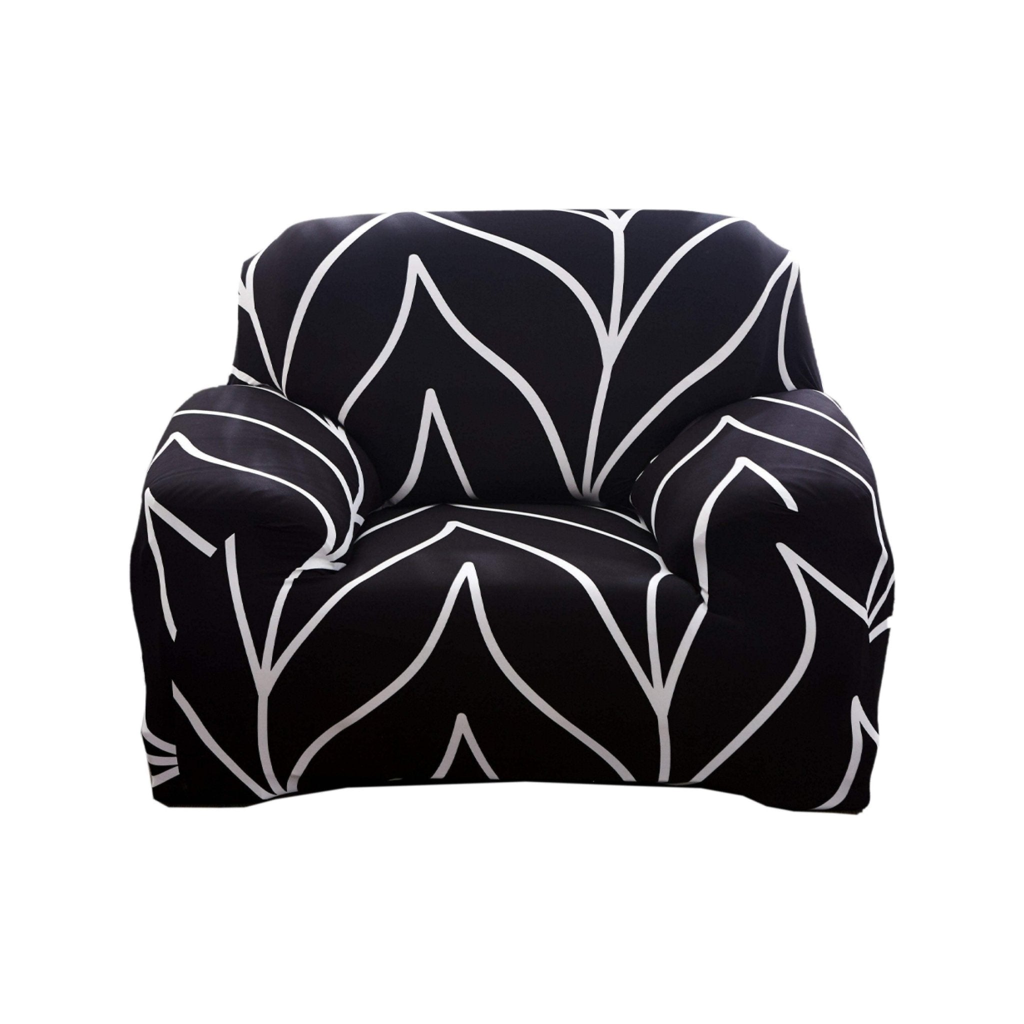 Hyper Cover Stretch Sofa Cover Black Tone Pattern | Slipcover - 1 Seater -