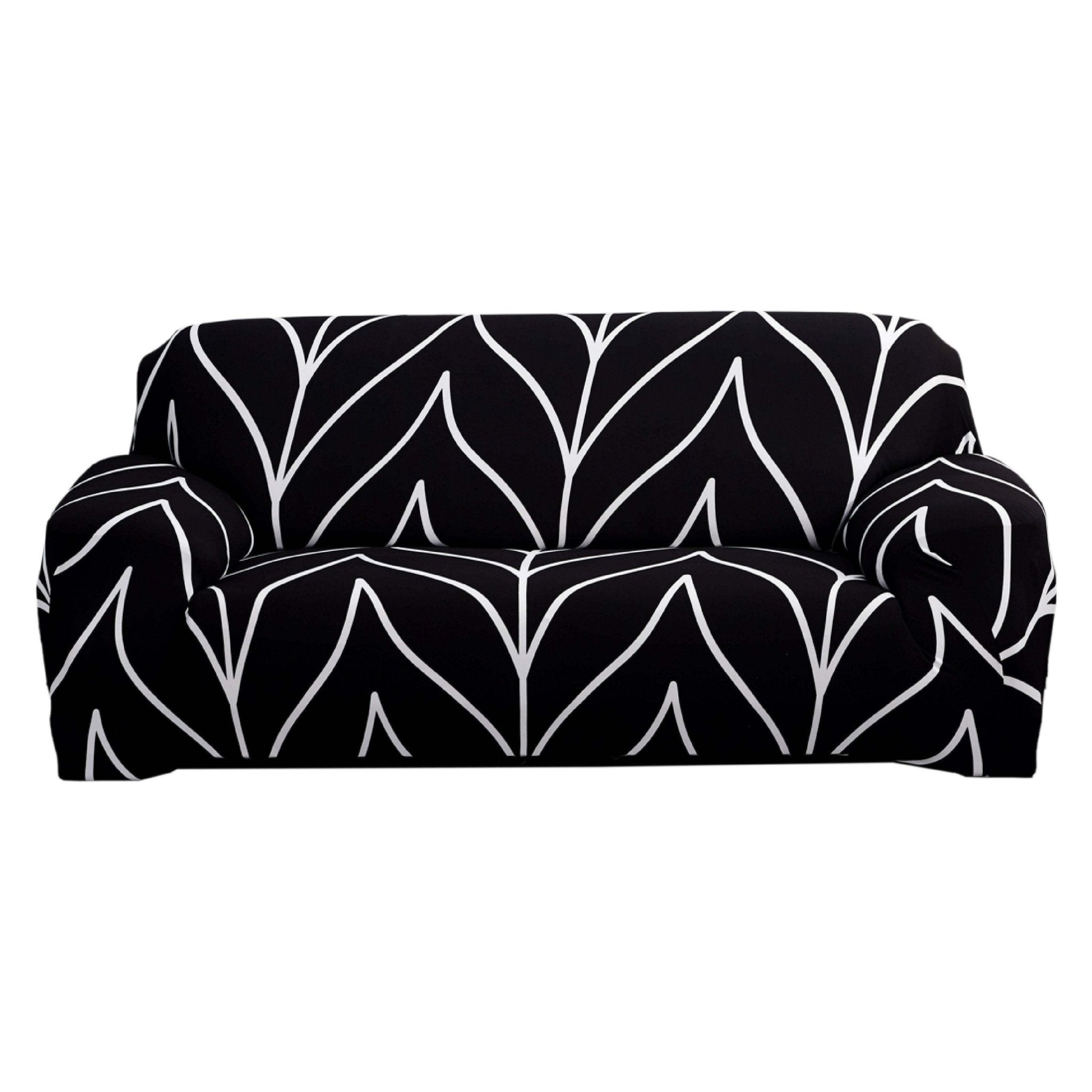 Hyper Cover Stretch Sofa Cover Black Tone Pattern | Slipcover - 2 Seater -