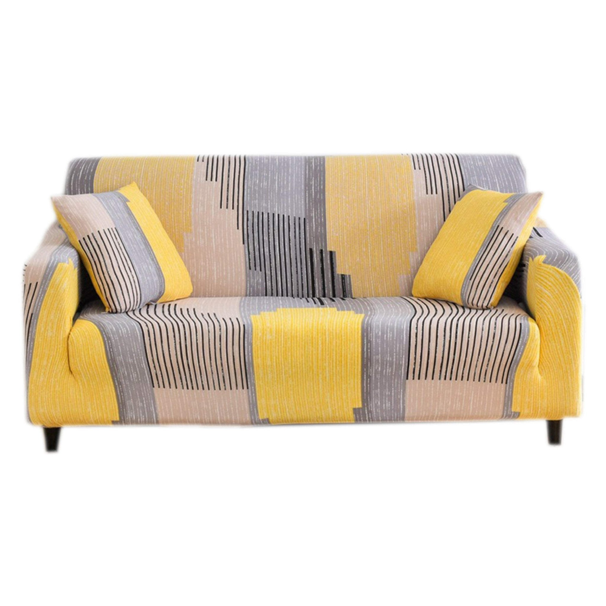 Hyper Cover Stretch Sofa Cover Bright Urban Pattern | Lounge Slipcover - 1 Seater -