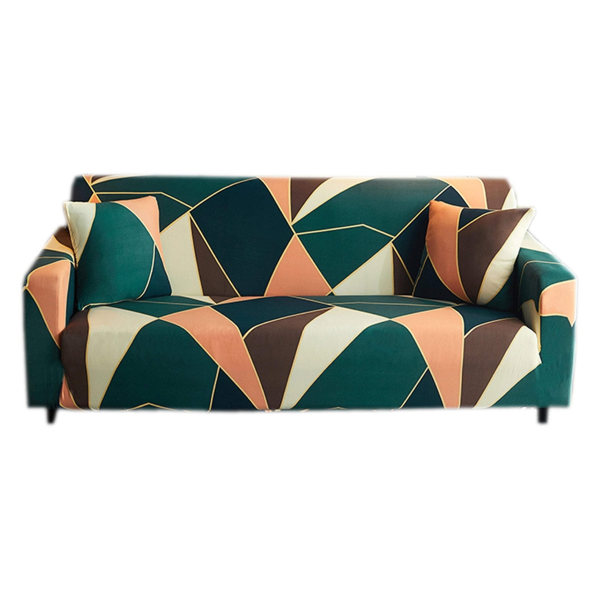 Hyper Cover Stretch Sofa Cover Nostalgic Cube Pattern | Slipcover - 1 Seater -