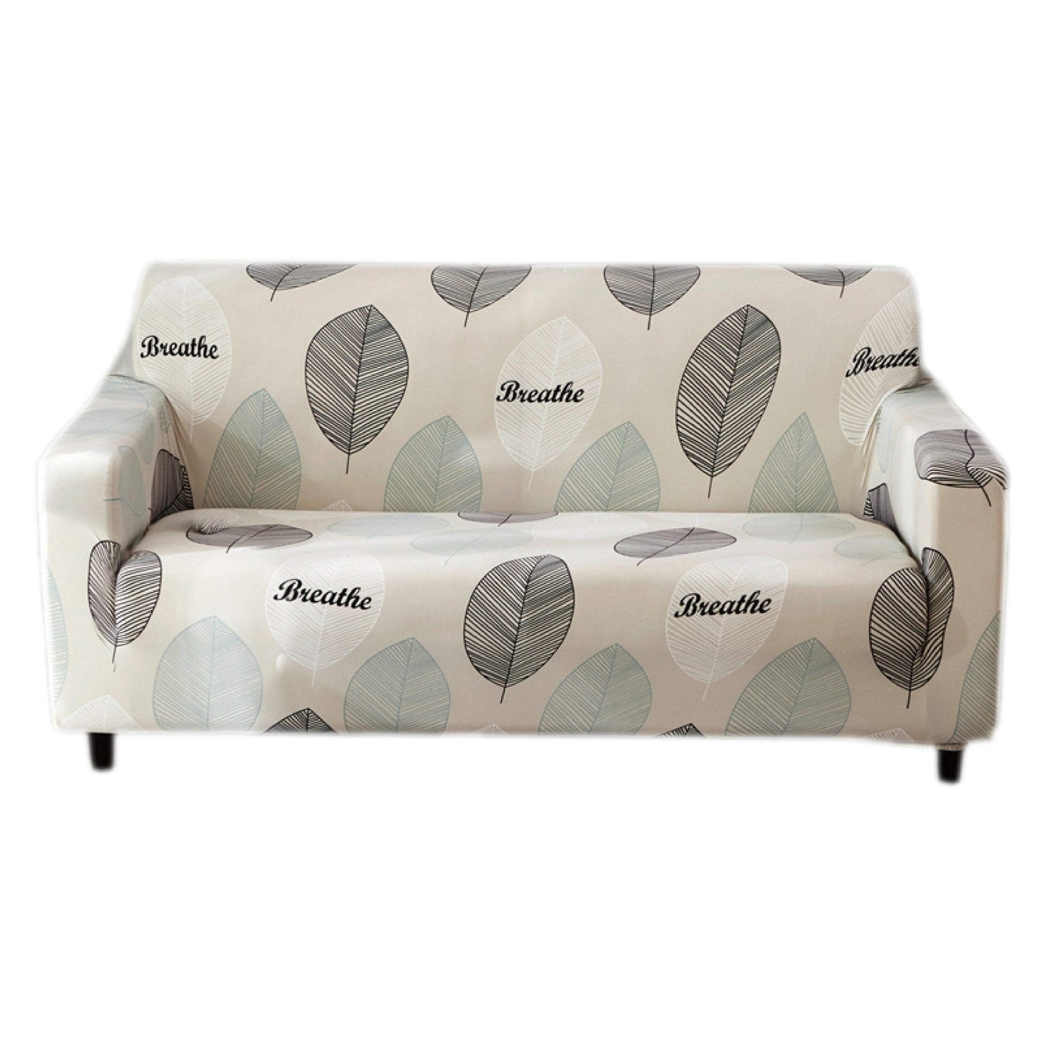 Hyper Cover Stretch Sofa Cover White Feather Pattern | Slipcover - 1 Seater -