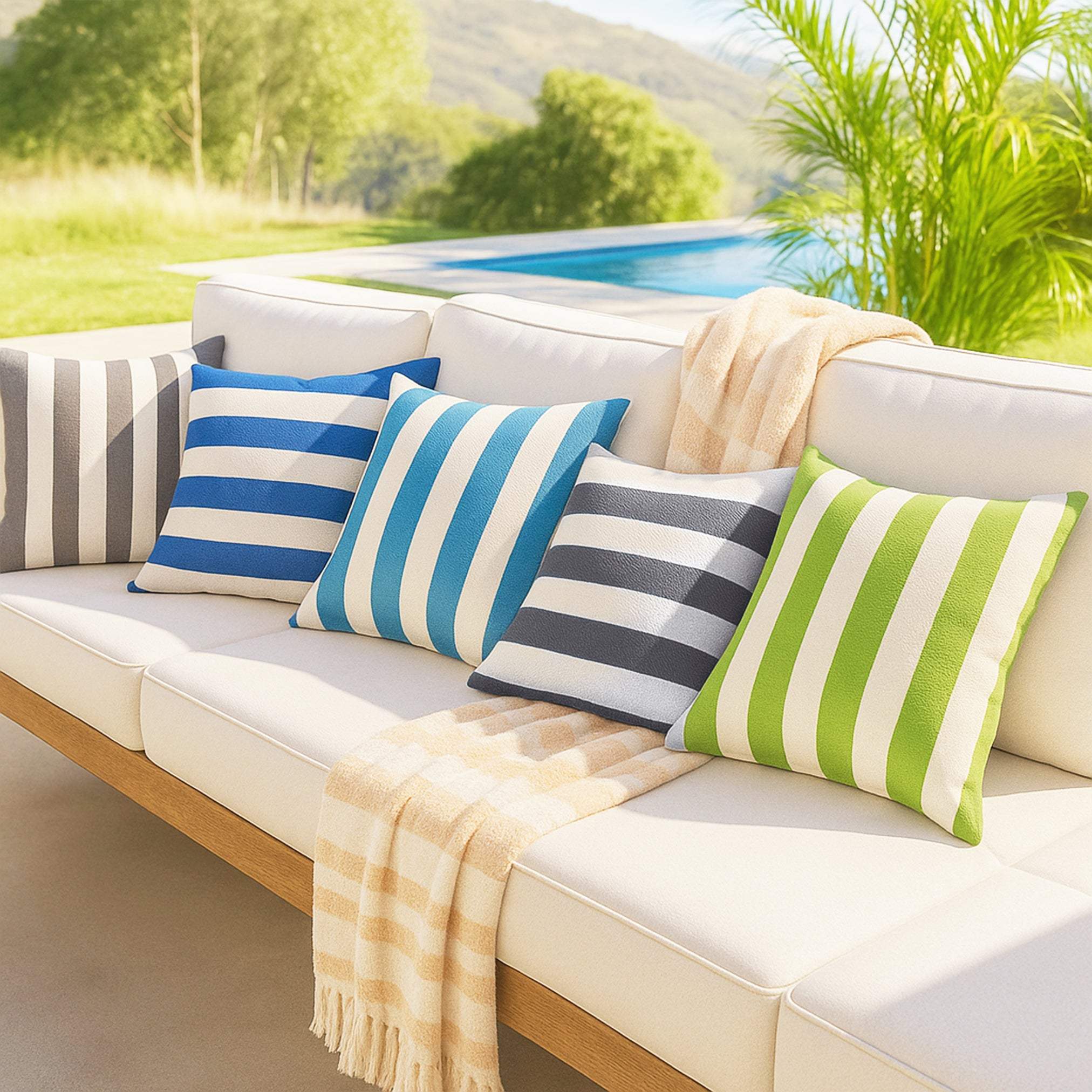 Hyper Cover Vertical Stripe Outdoor Cushion Covers | Water Resistant Throw Pillows | Cushion Covers | Brilliant Home Living