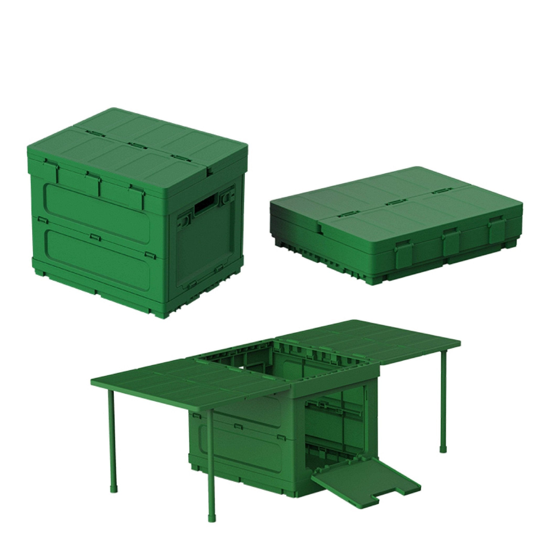 Outdoor Bees Foldable Picnic Table & Storage Crate | Portable Camping Box - Green -