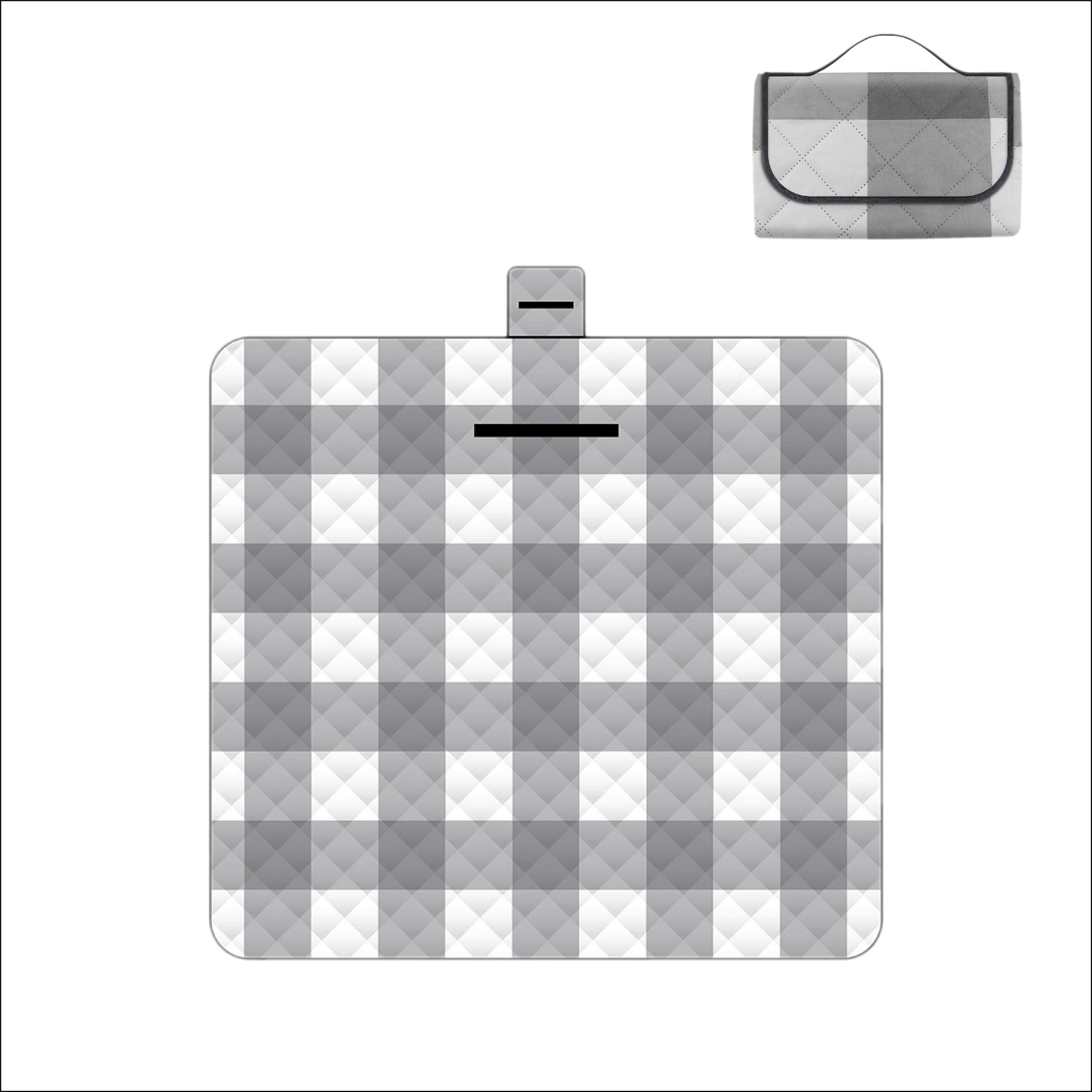 Outdoor Bees Foldable Waterproof Picnic Blanket Grey White Grid | Outdoor Life | Brilliant Home Living