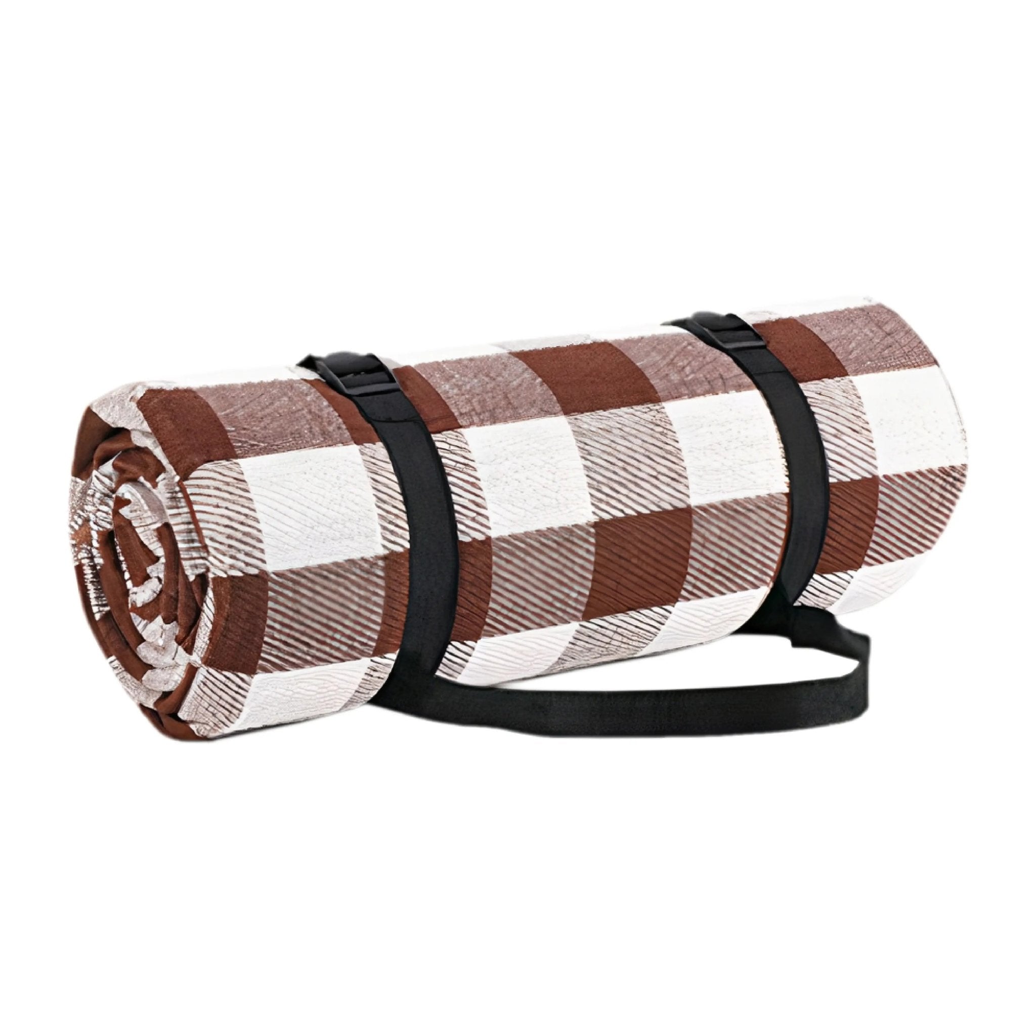 Outdoor Bees Picnic Blanket Brown Grid | Waterproof Rug 2x2m -