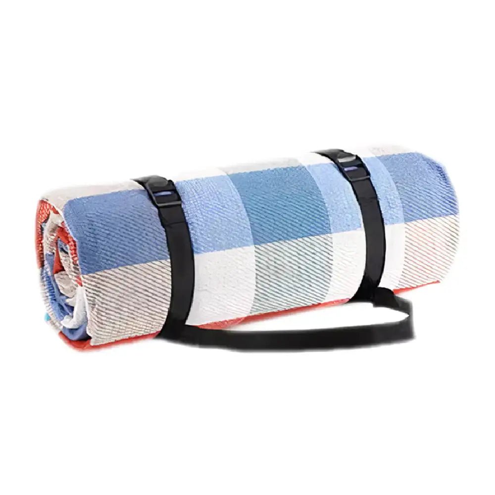 Outdoor Bees Picnic Blanket Red and Blue Grid | Waterproof Rug 2x2m -