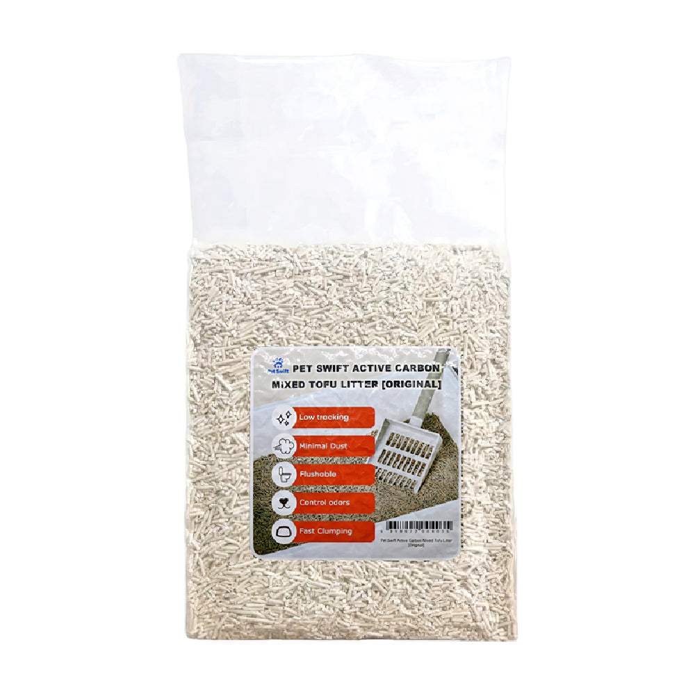Pet Swift Active Carbon Tofu & Bentonite Cat Litter | Clumping & Flushable - Original -