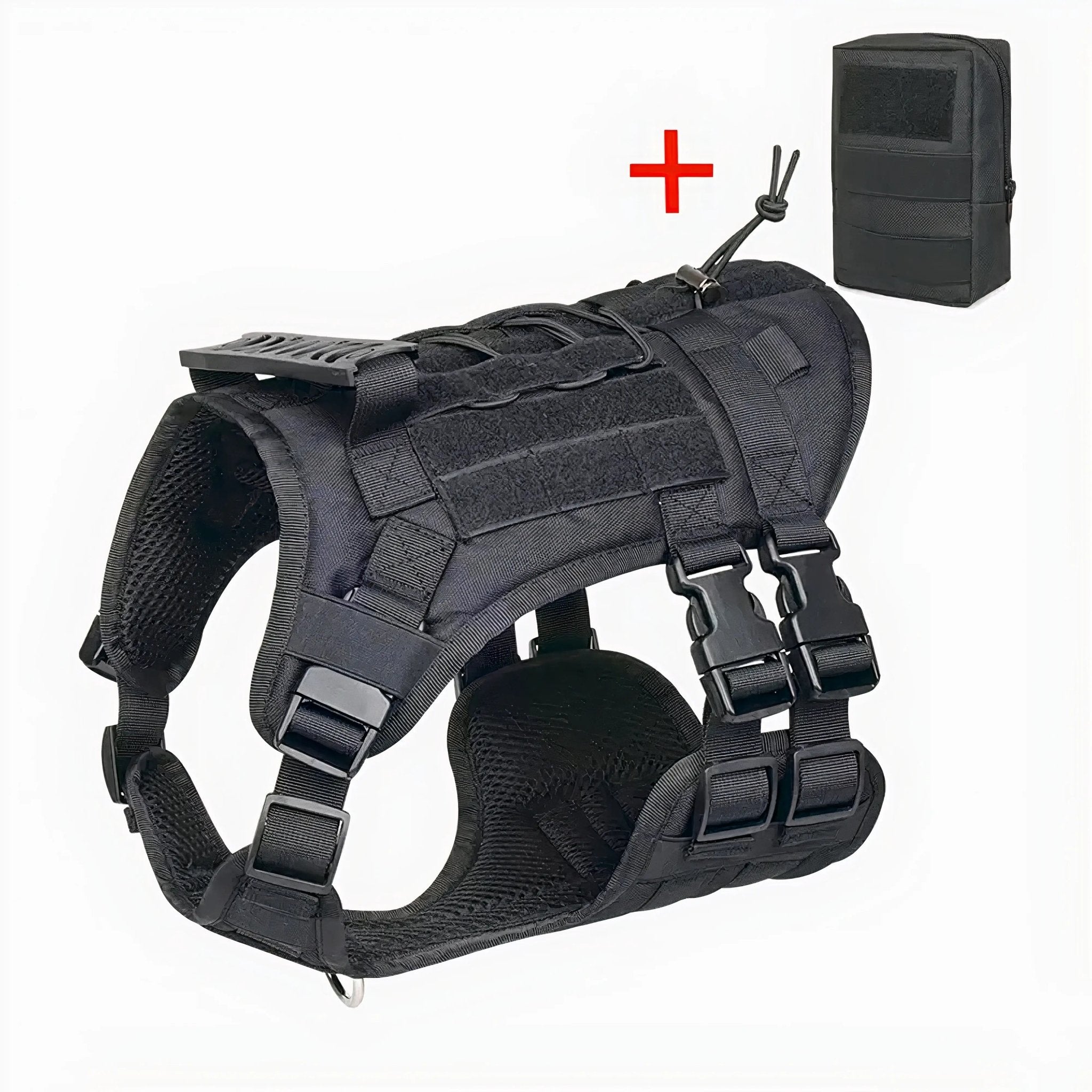 Pet Swift Tactical No-Pull Dog Harness Black | MOLLE System K9 Training Vest - Small -