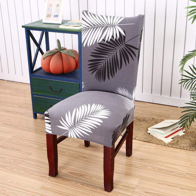 Hyper Cover Dining Chair Covers Black Feather Pattern | Stretch Slipcovers - 2 pcs -