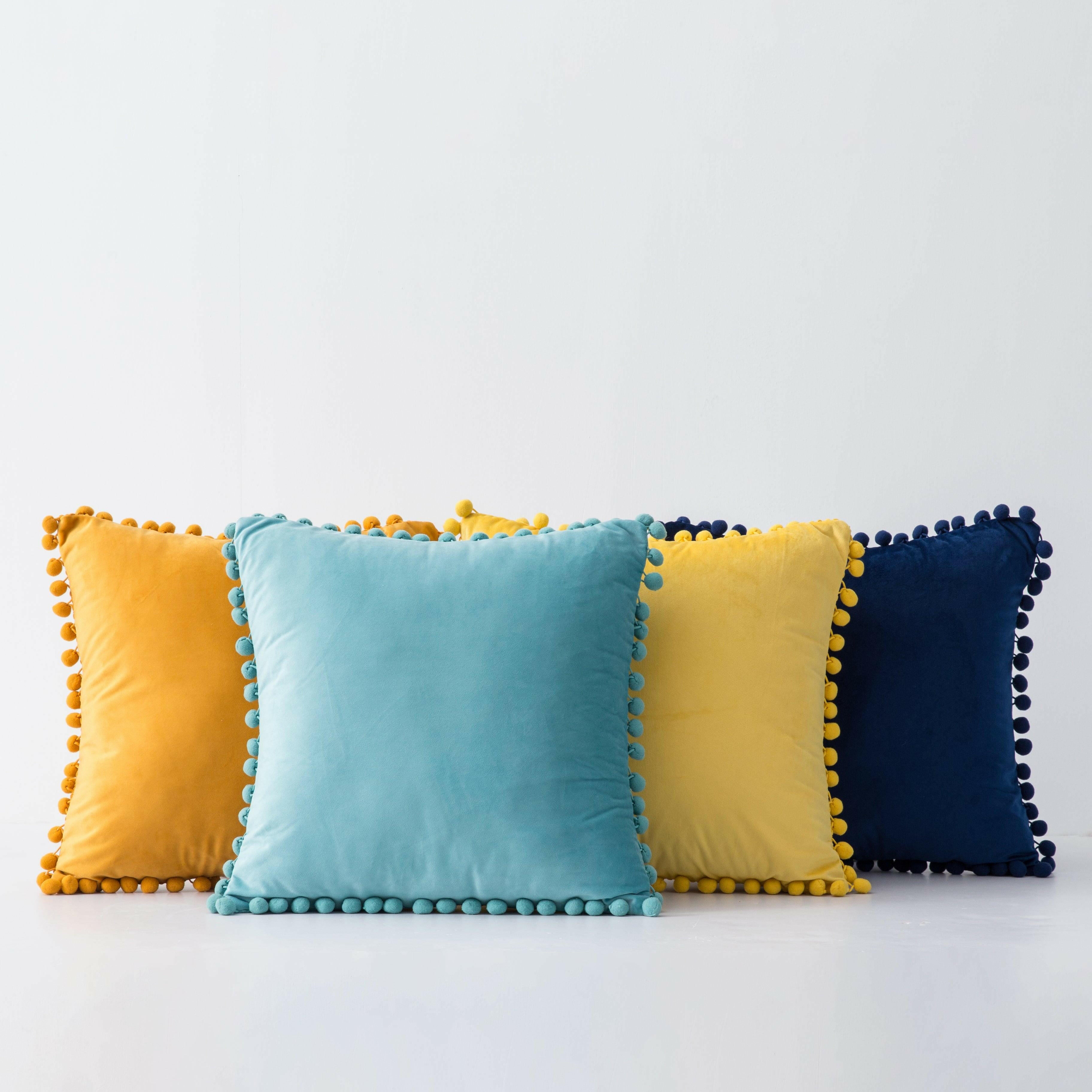Hyper Cover Pom Pom Velvet Cushion Cover | Cushion Covers | Brilliant Home Living