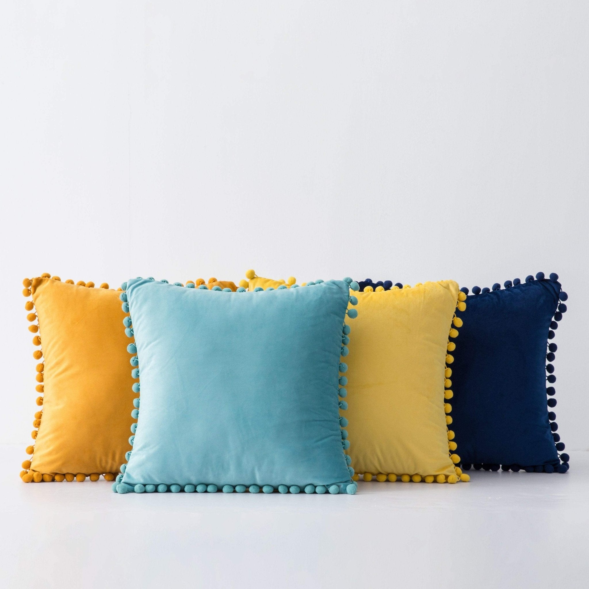 Hyper Cover Pom Pom Velvet Cushion Cover | Soft Throw Pillow Case - Burgundy - 30x50 cm