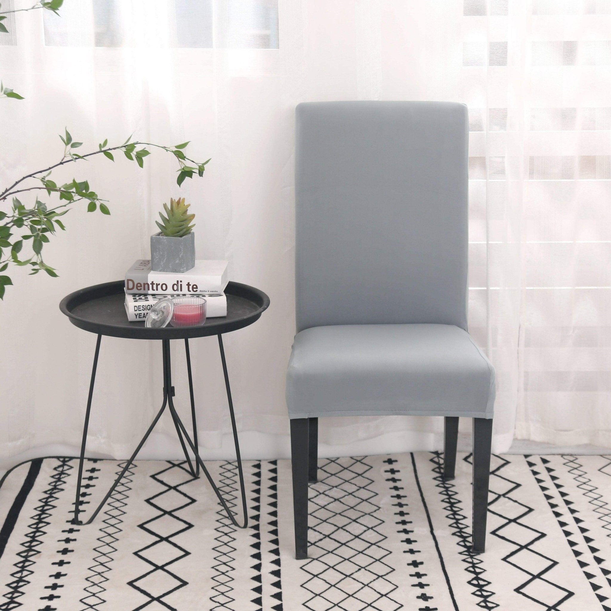 Hyper Cover Stretch Dining Chair Covers Silver Grey | Slipcover Protectors - 2 pcs -