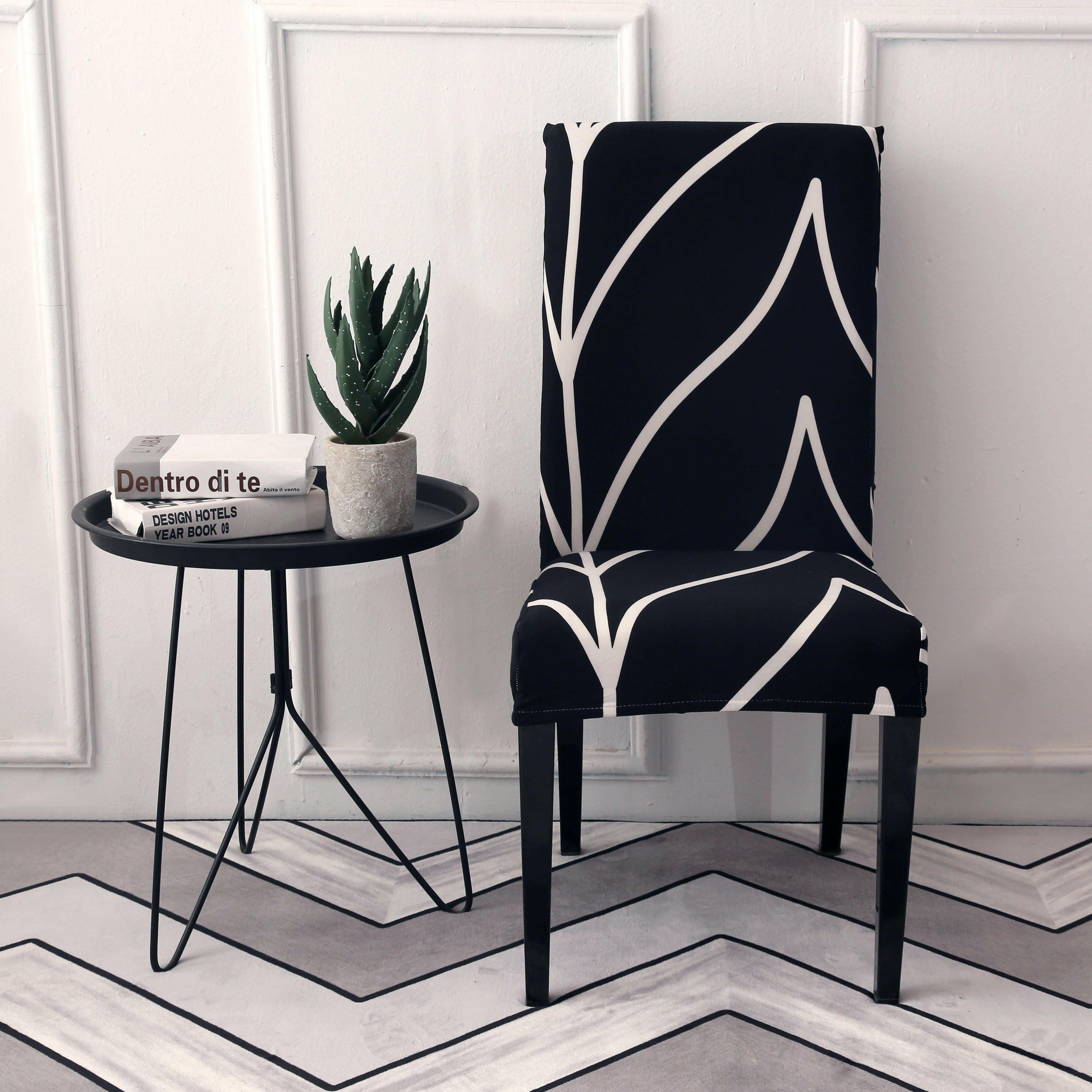 Hyper Cover Stretch Dining Chair Covers with Patterns Black Tone | Chair Covers | Brilliant Home Living