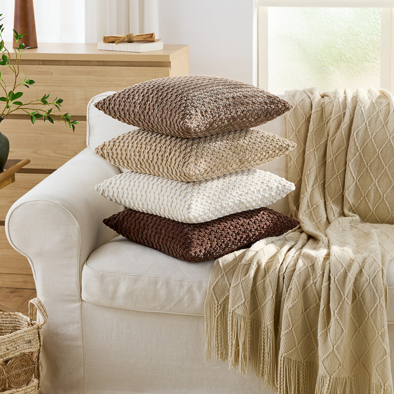 Hyper Cover Textured Waffle Corduroy Cushion Cover | Modern Ribbed Design