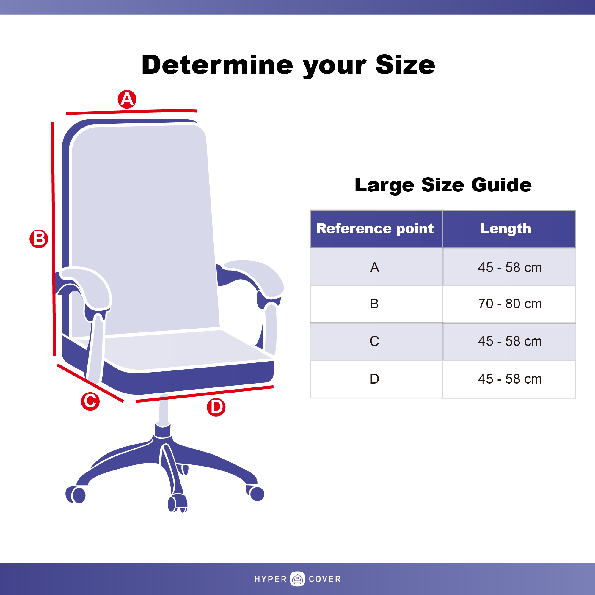 Hyper Cover 1-Piece Plain Colour Office Chair Cover Large