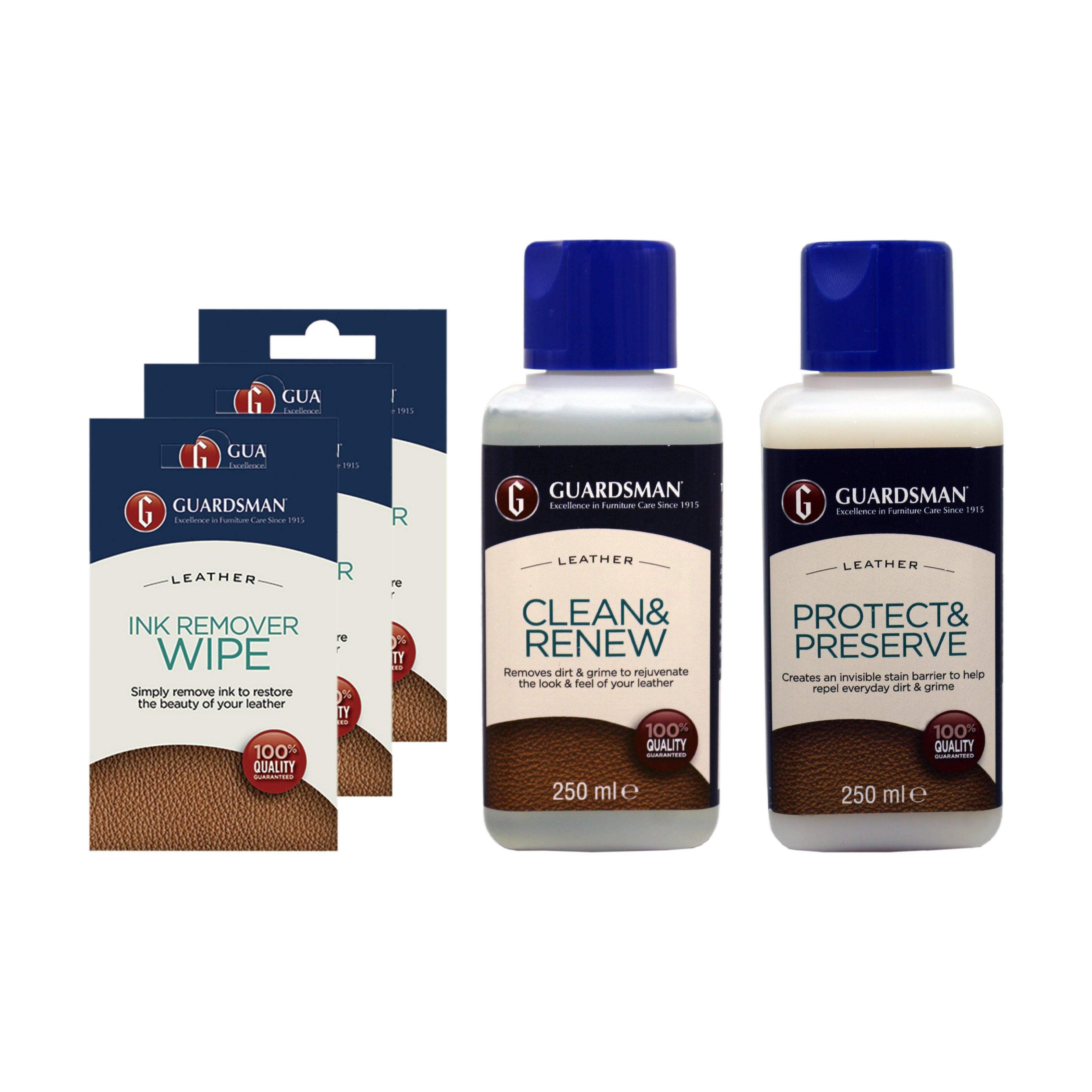 Guardsman Leather Care Kit | 3-in-1 Cleaner, Conditioner & Ink Remover | Leather Care & Clean | Brilliant Home Living