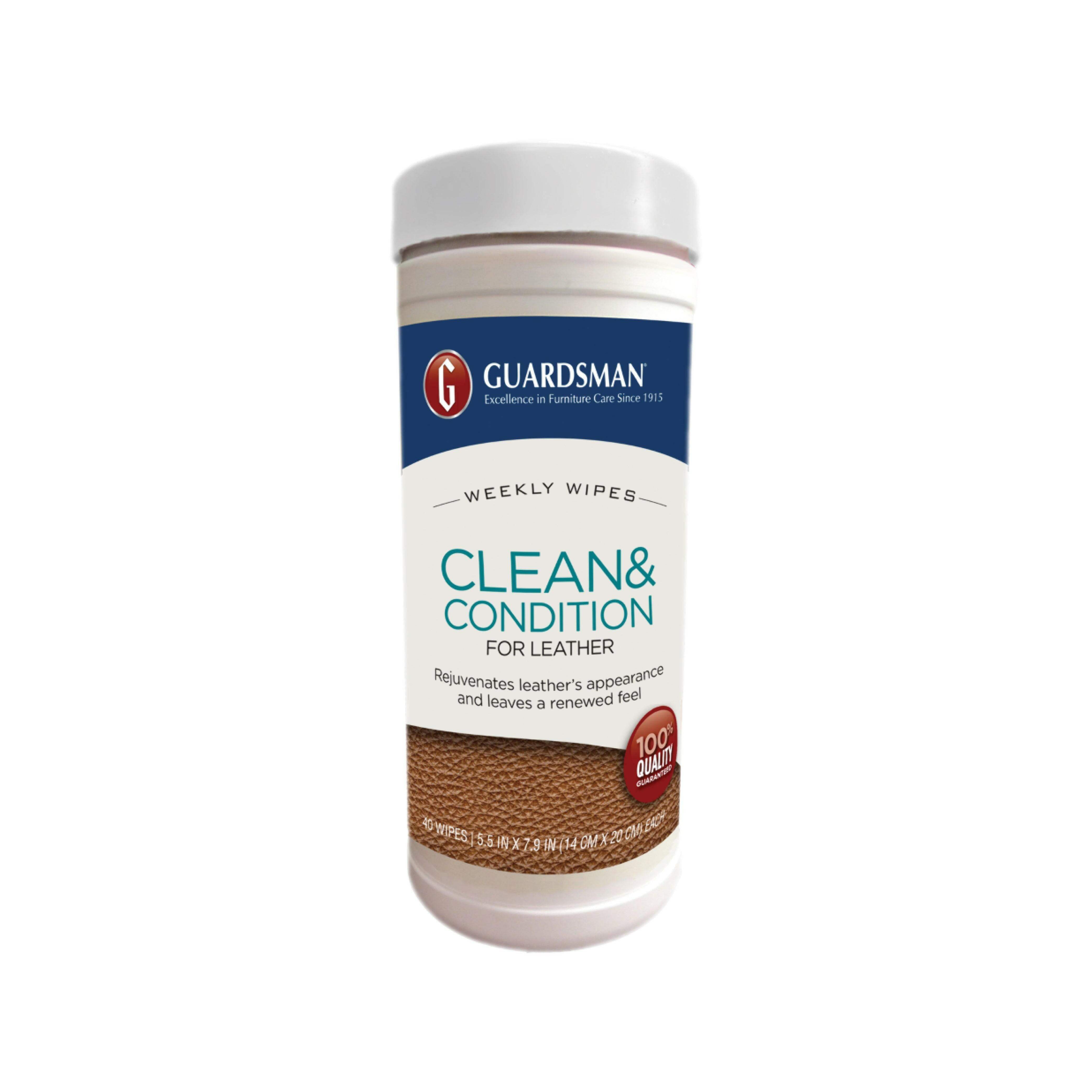 Guardsman Leather Clean & Condition Weekly Wipes | Quick Residue-Free Care | Leather Care & Clean | Brilliant Home Living