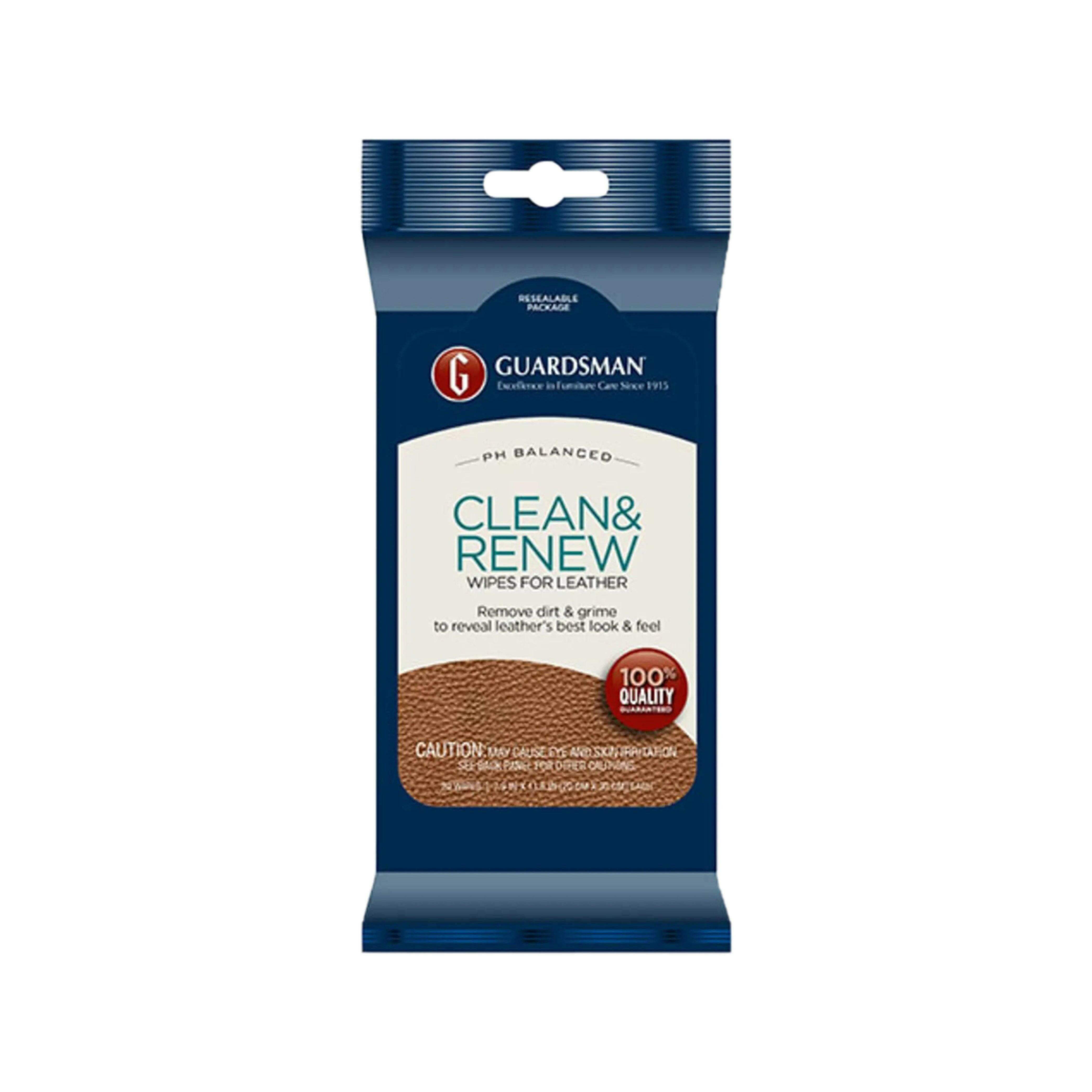 Guardsman Leather Clean & Renew Wipes | pH Balanced Deep Cleaning | Leather Care & Clean | Brilliant Home Living