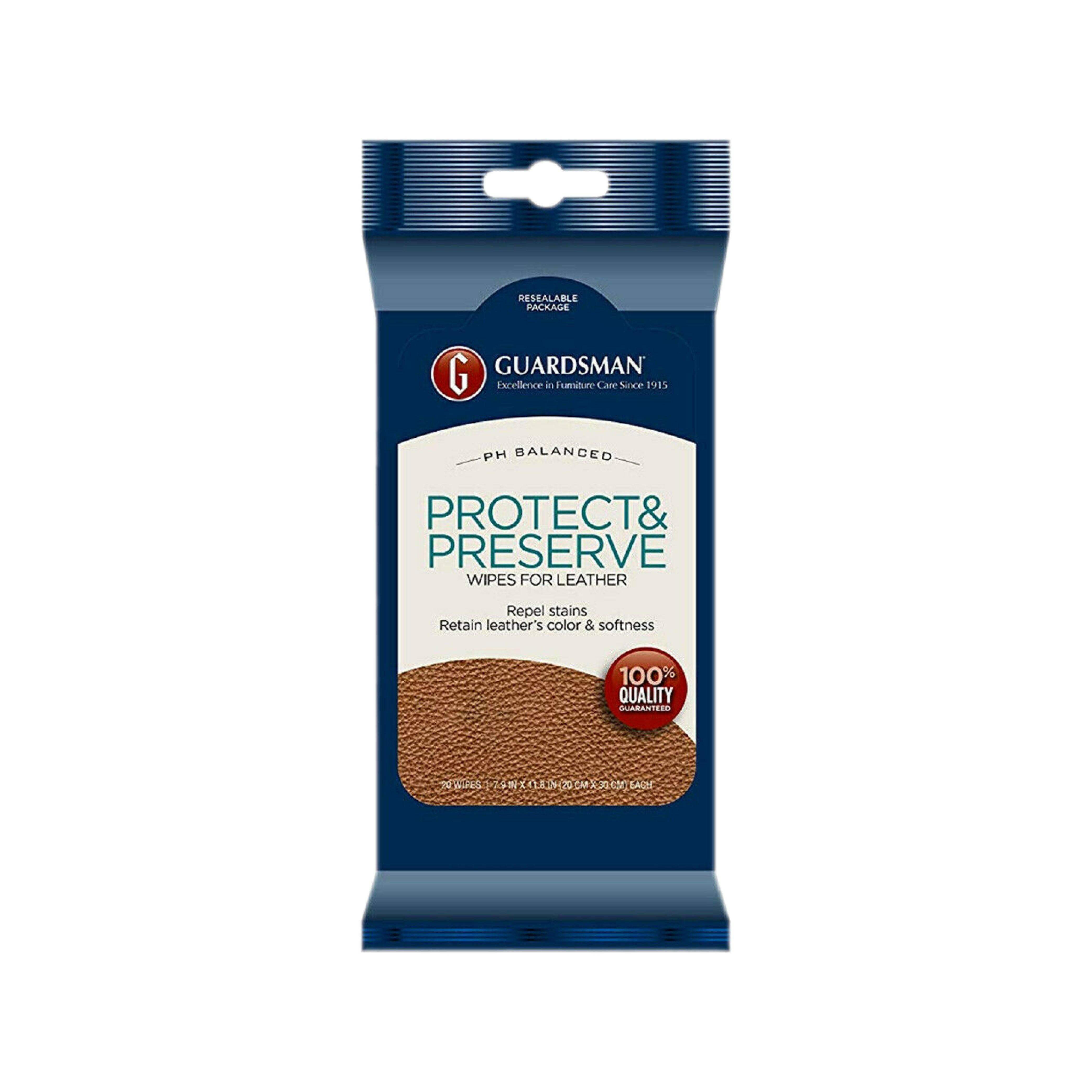 Guardsman Leather Protect & Preserve Wipes | Convenient Stain Barrier | Leather Care & Clean | Brilliant Home Living